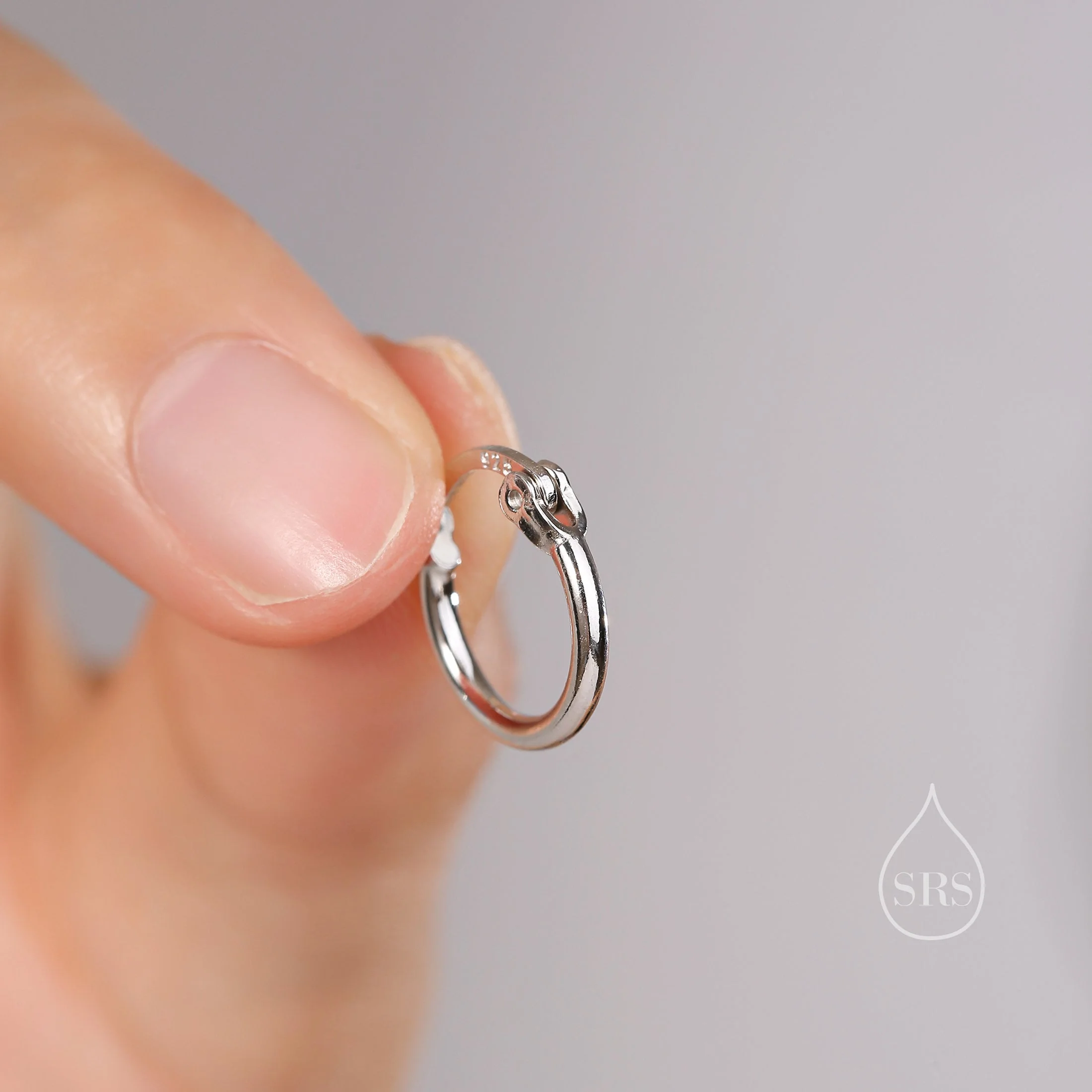 Pair of Minimalist Huggie Hoop Earrings in Sterling Silver, Plain Hoop Earrings , Two Sizes Available, Simple Hoop Earrings - Image 4