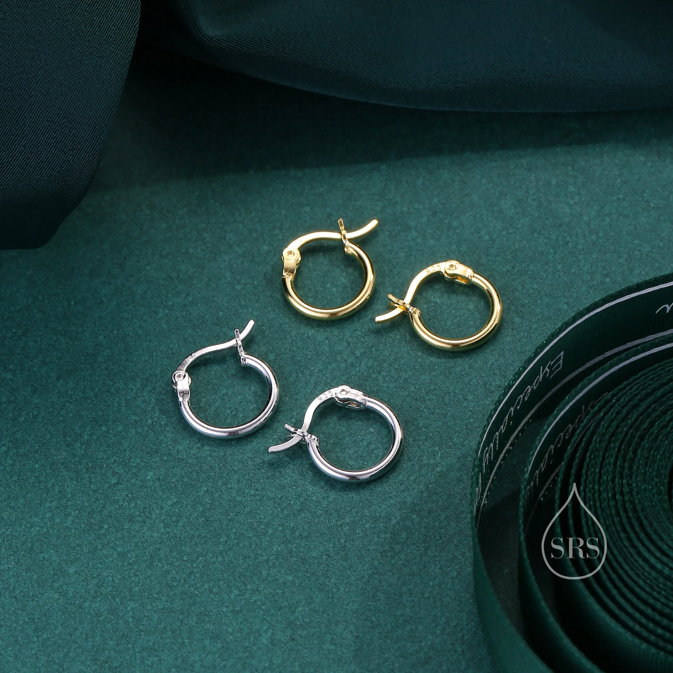 Pair of Minimalist Huggie Hoop Earrings in Sterling Silver, Plain Hoop Earrings , Two Sizes Available, Simple Hoop Earrings - Image 7
