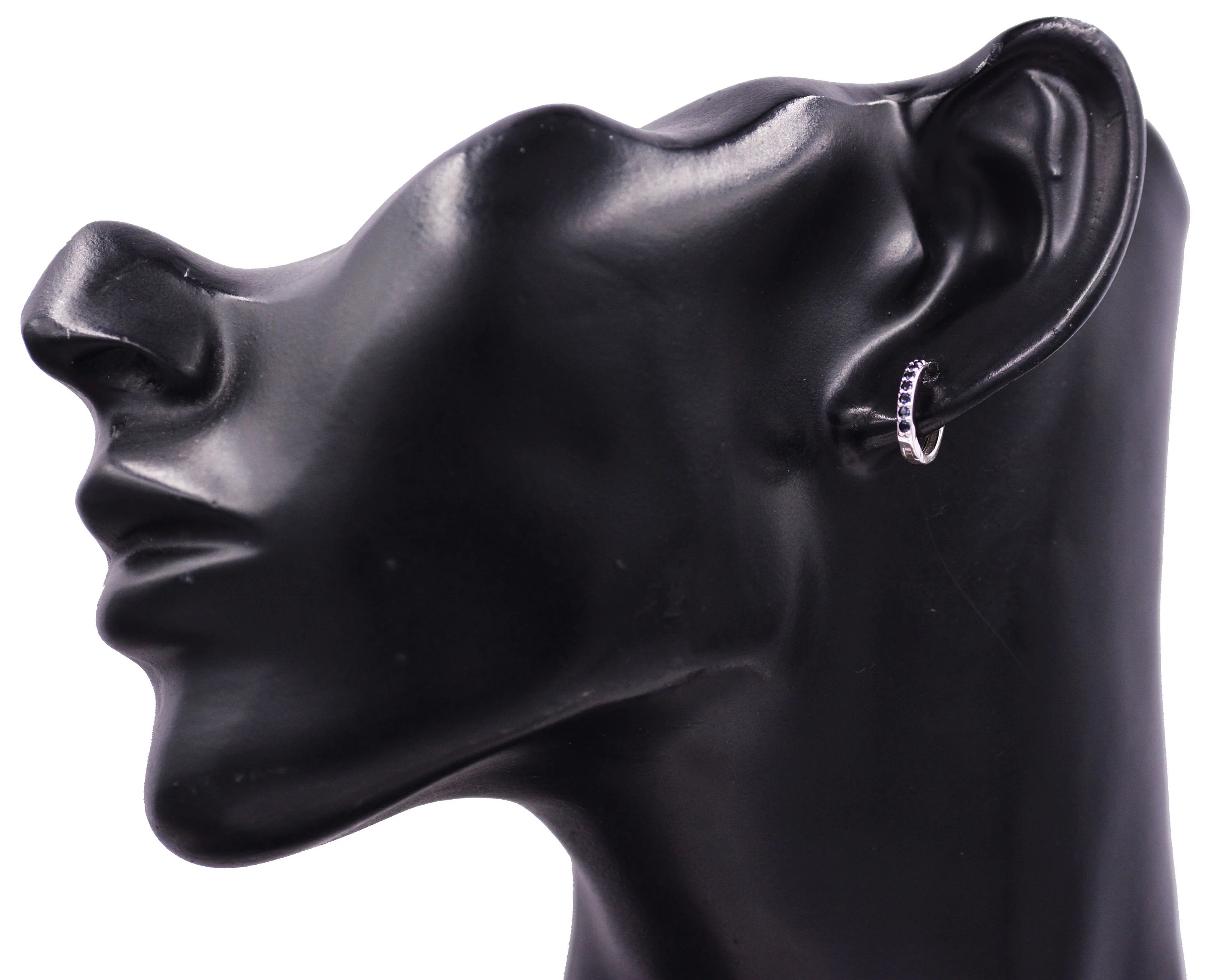 Pair of Minimalist Huggie Hoop Earrings in Sterling Silver with Sparkling CZ Crystals, Simple Hoop Earrings - Image 9
