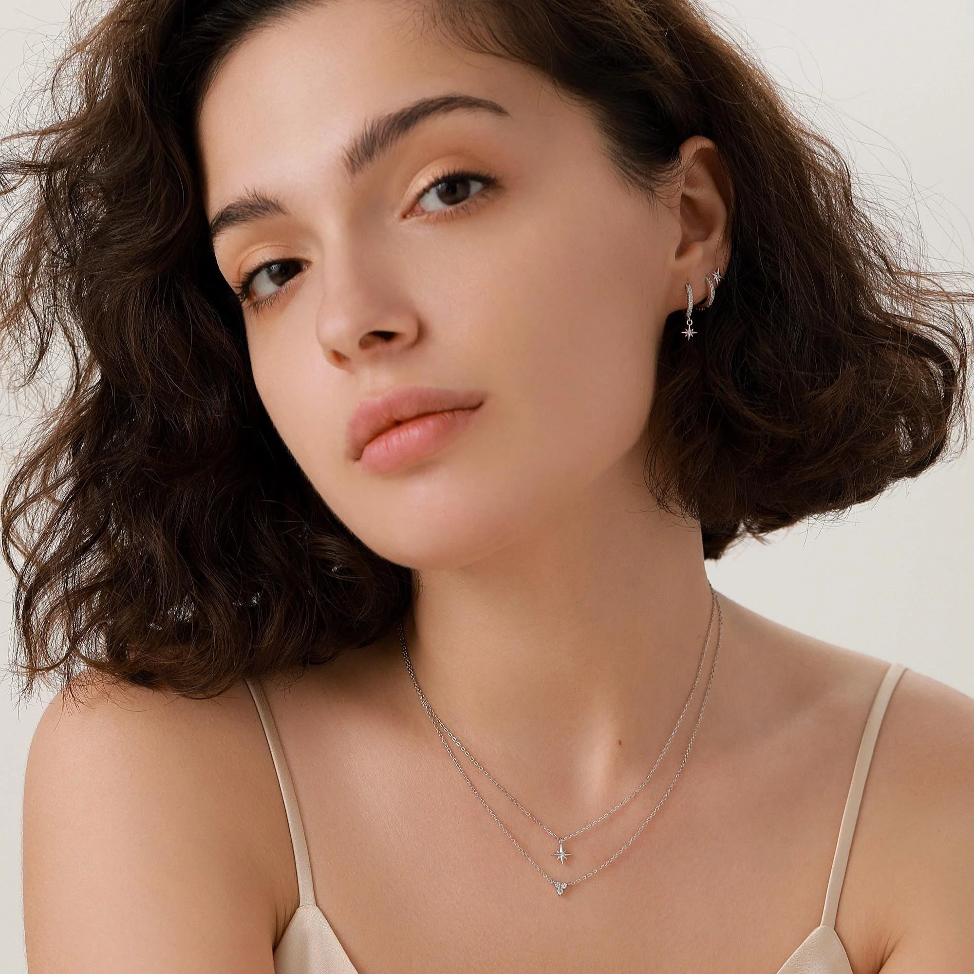 Pair of Minimalist Two-Way Huggie Hoop Earrings in Sterling Silver with Sparkling CZ Crystals, Two Sizes Available, Simple Hoop Earrings - Image 2