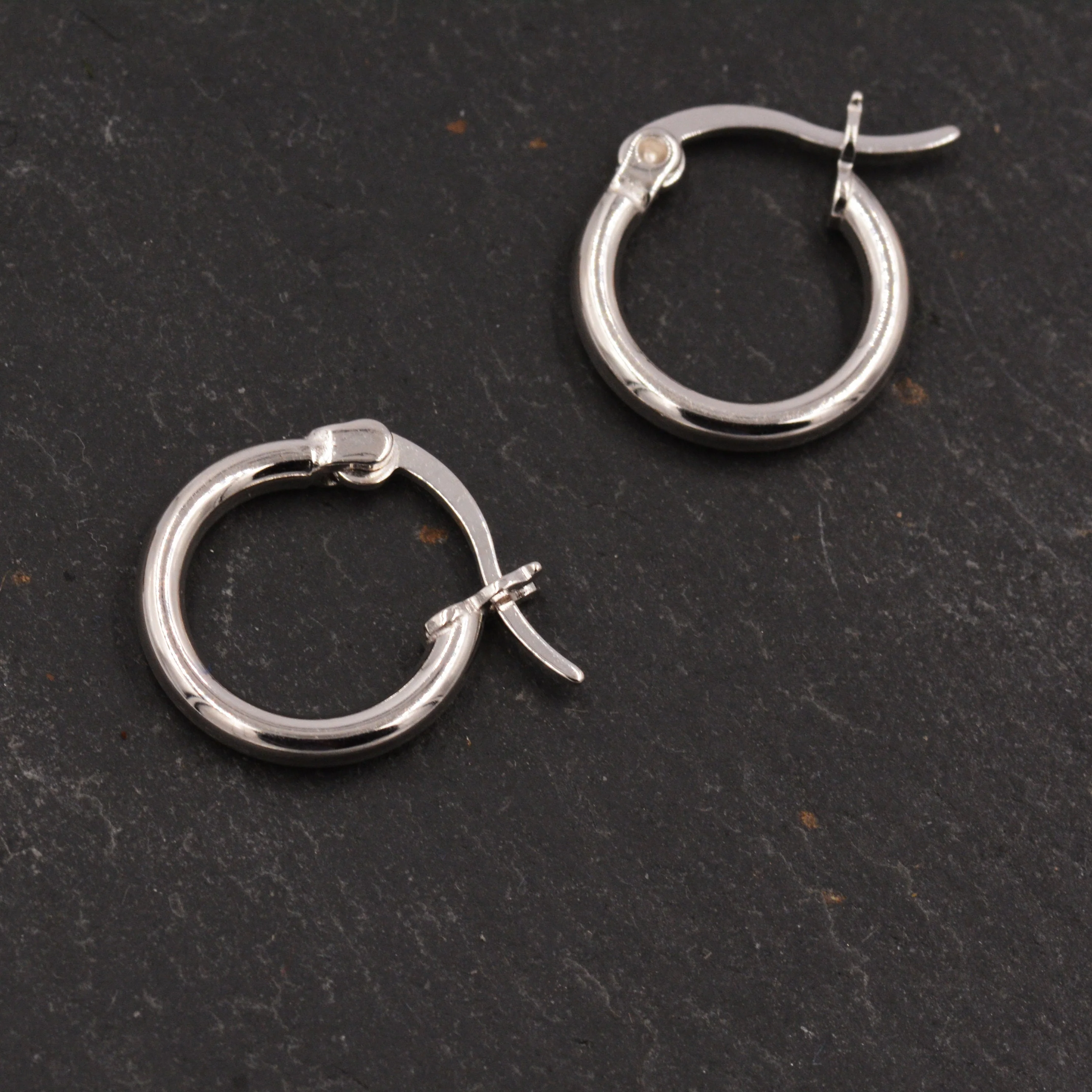 Pair of Plain Huggie Hoop Earrings in Sterling Silver with Detachable Baroque Pearl Charms,  Two Sizes Available, Simple Hoop Earrings - Image 5