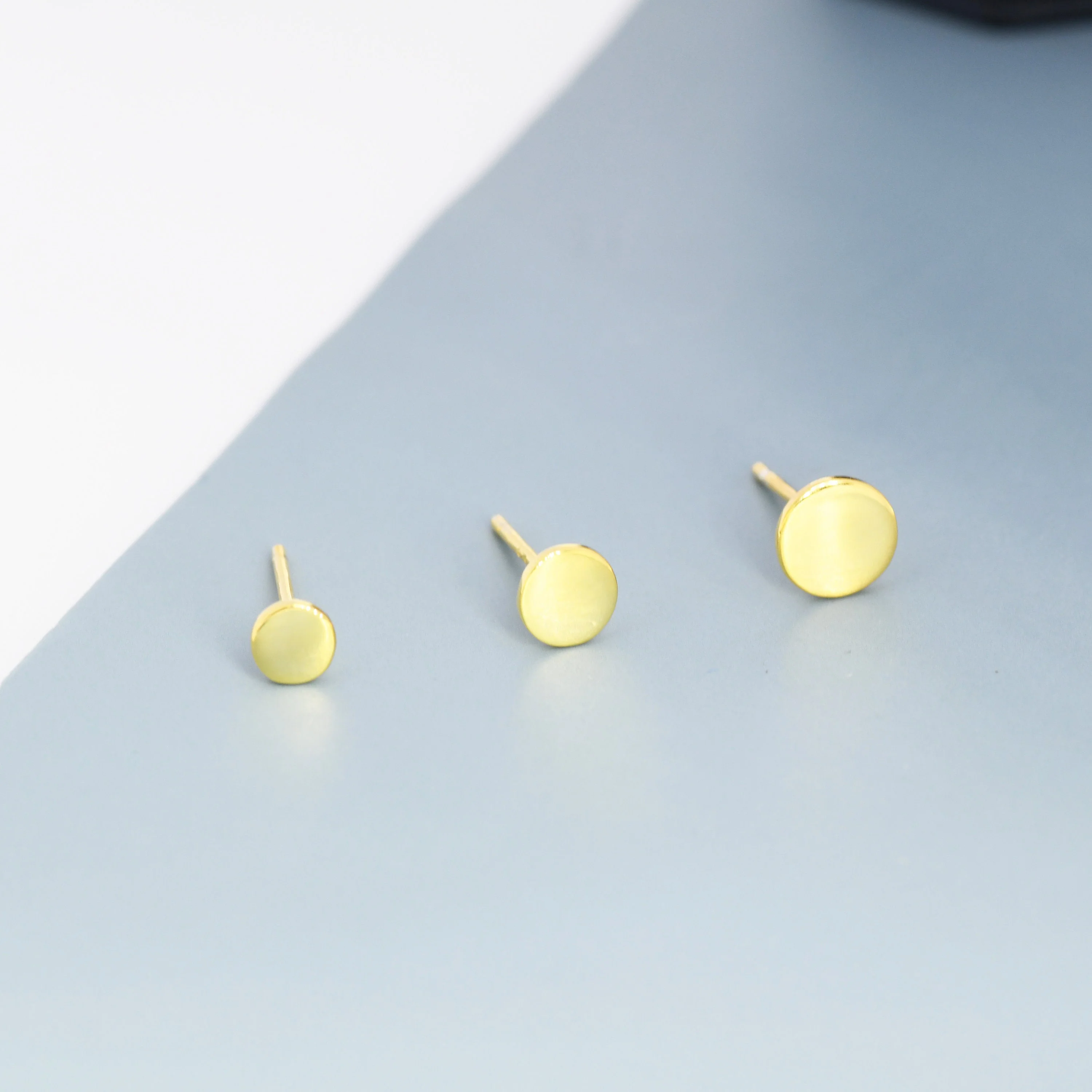 Pair of Sterling Silver Round Dot Stud Earrings, Available in 4mm, 5mm and 6mm, Silver or Gold, Dainty Earrings, Stacking Earrings - Image 4