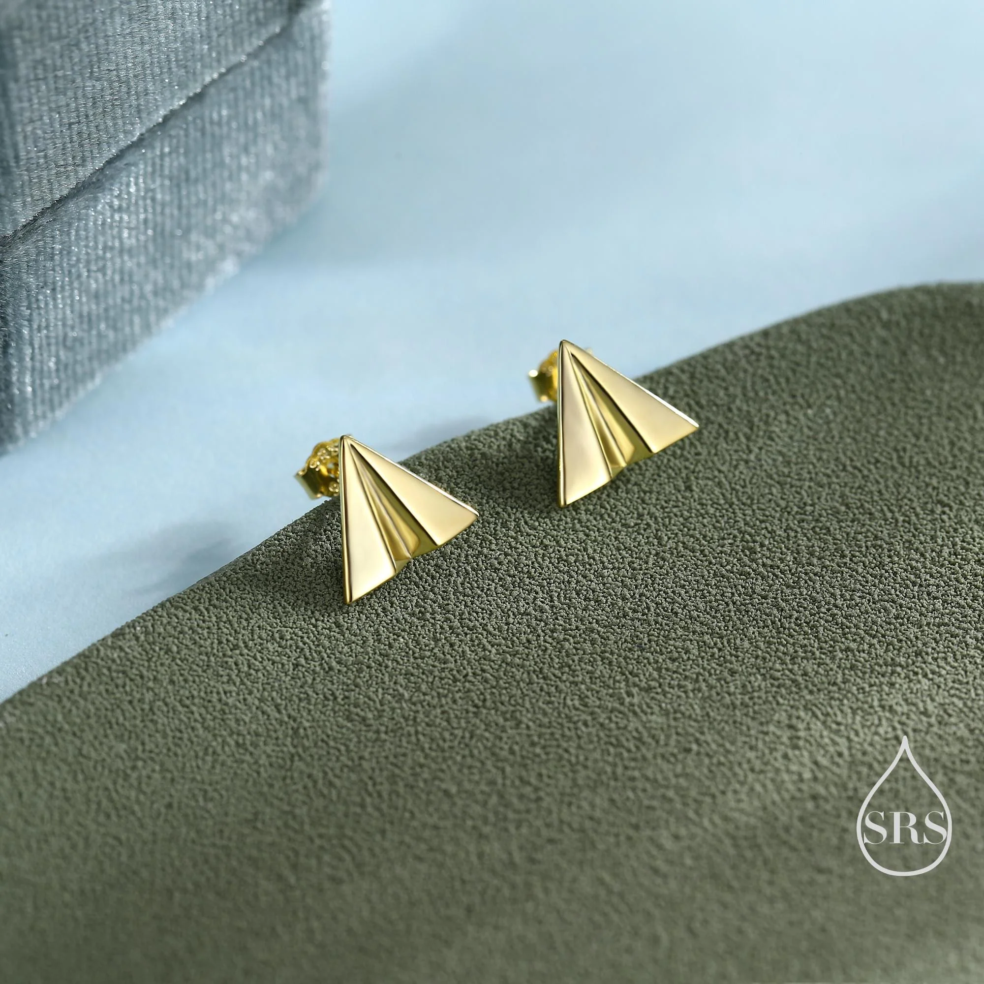 Paper Plane Stud Earrings in Sterling Silver, Silver or Gold or Rose Gold, Origami Airplane Earrings, Paper Airplane Stud - Image 4