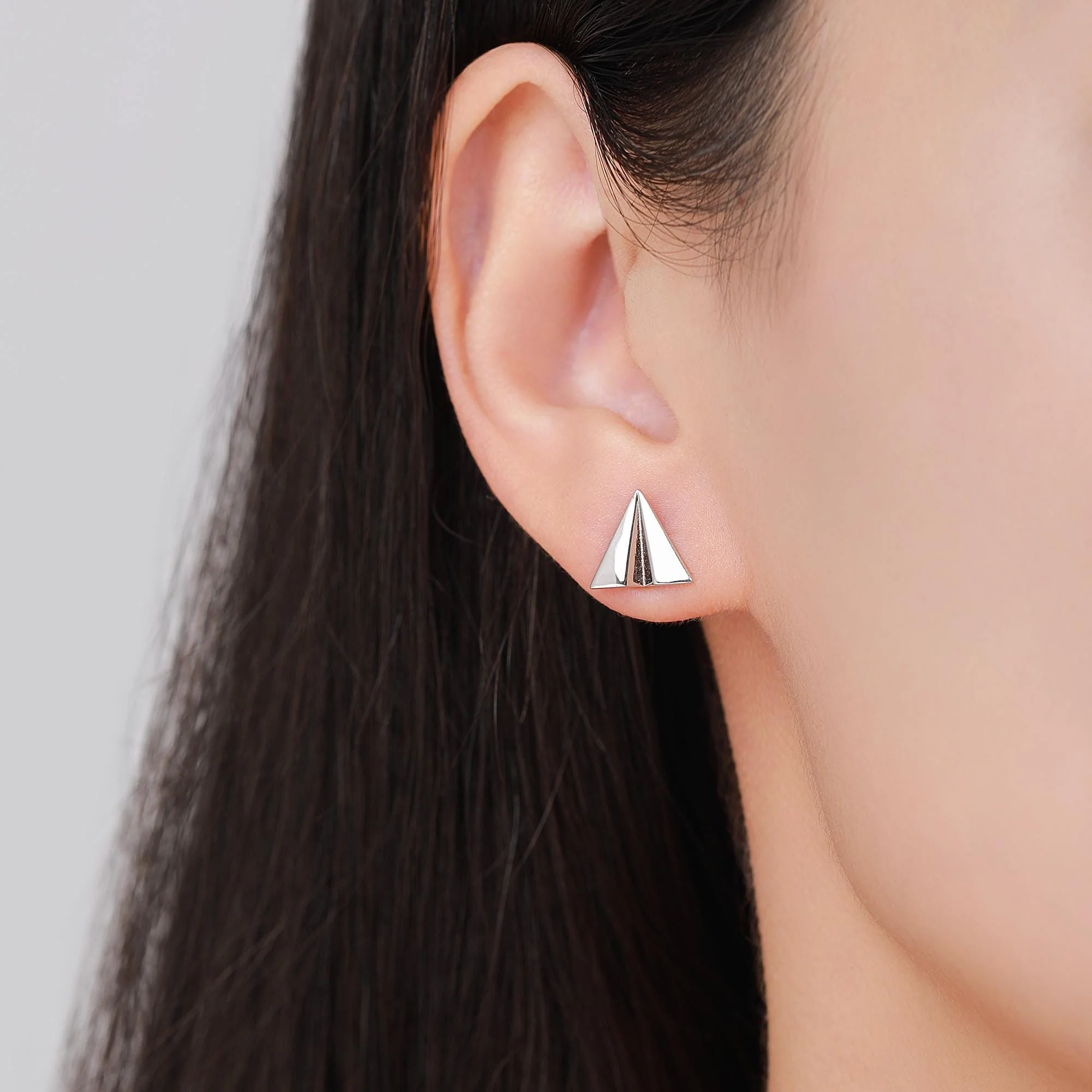 Paper Plane Stud Earrings in Sterling Silver, Silver or Gold or Rose Gold, Origami Airplane Earrings, Paper Airplane Stud - Image 7