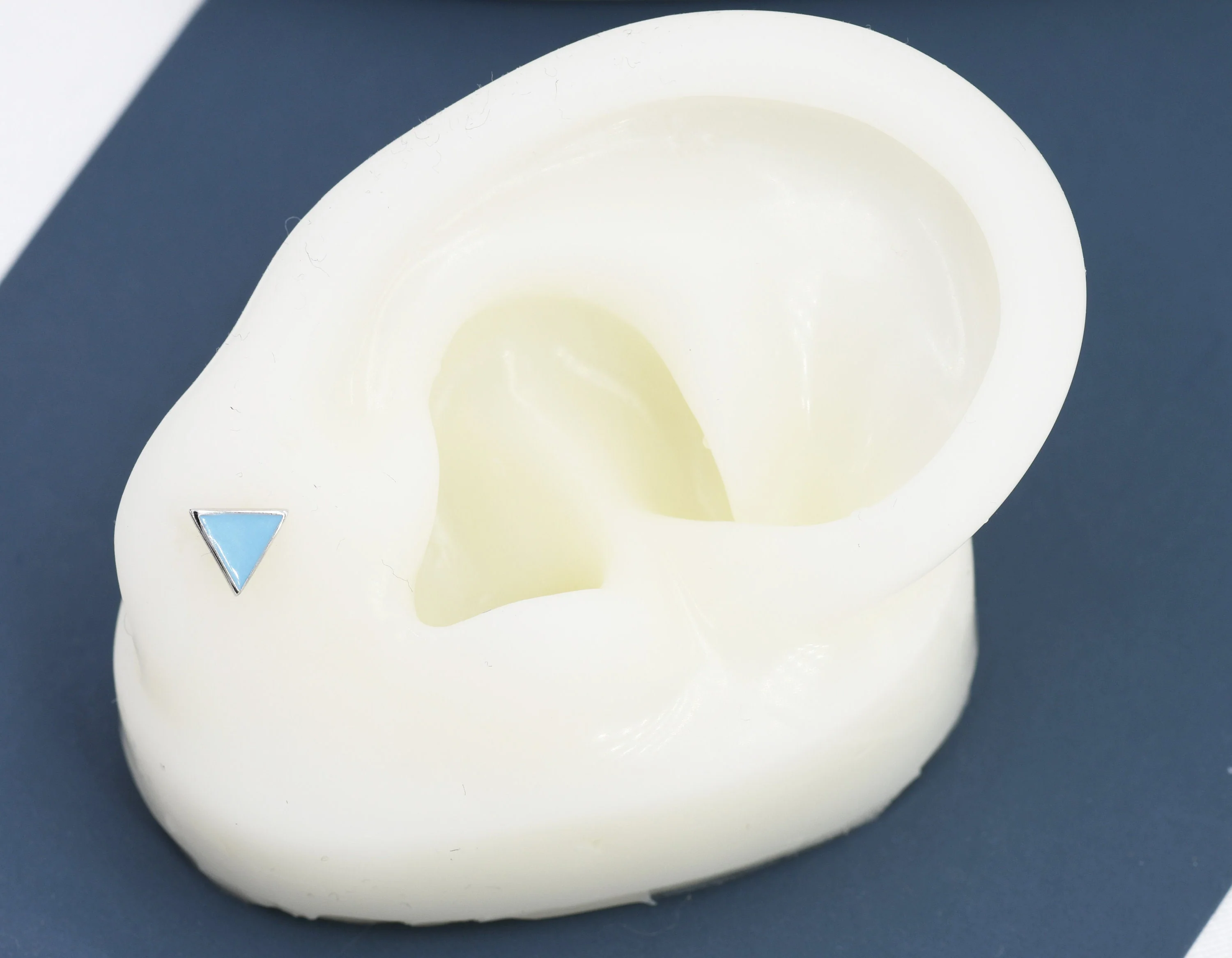 Pastel Blue Triangle Stud Earrings in Sterling Silver with Hand Painted Enamel, Pastel Blue Stud, Tiny Triangle Stud - Image 6