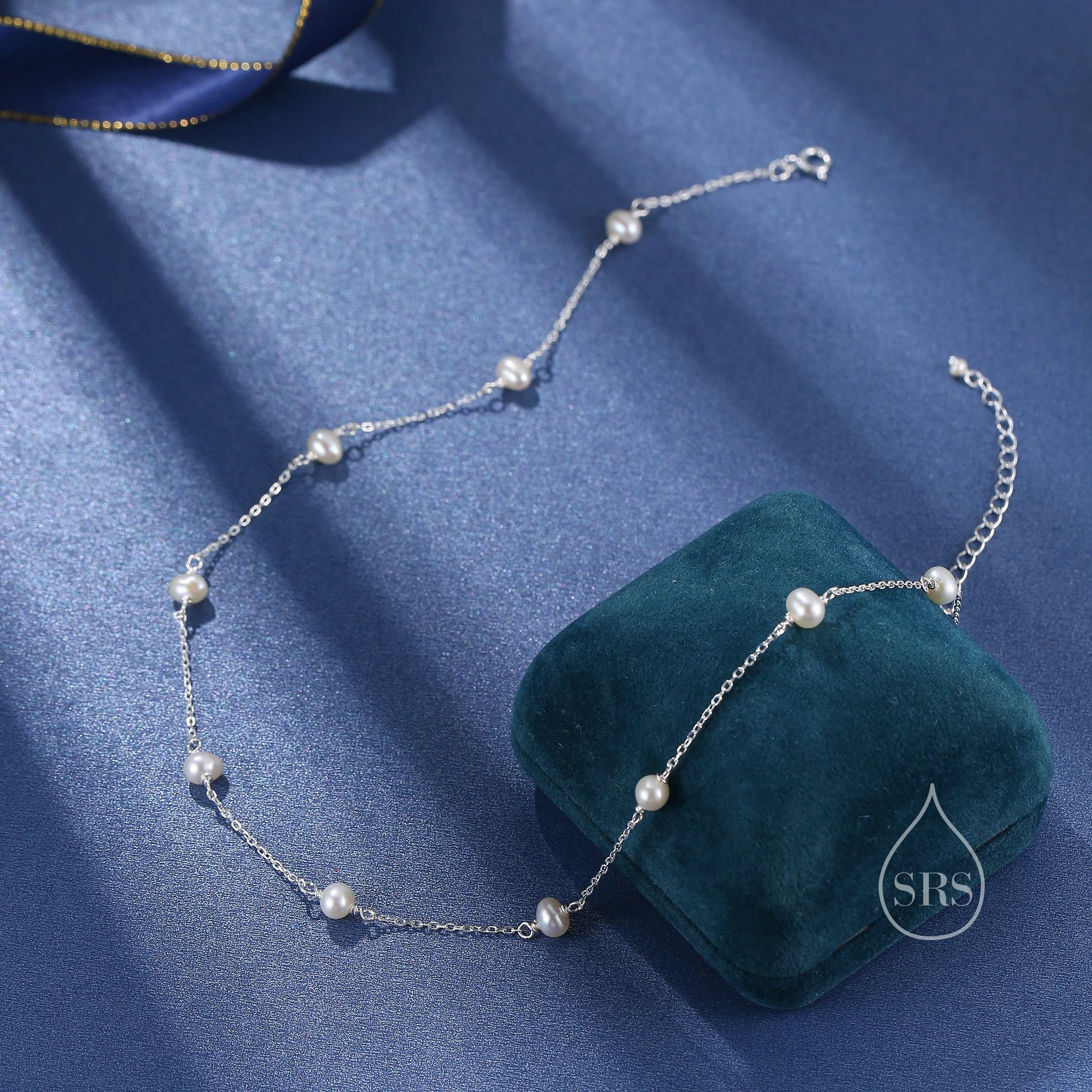 Natural Pearl Choker Necklace in Sterling Silver, Silver or Gold , Genuine Freshwater Pearls, Pearl Necklace - Image 6