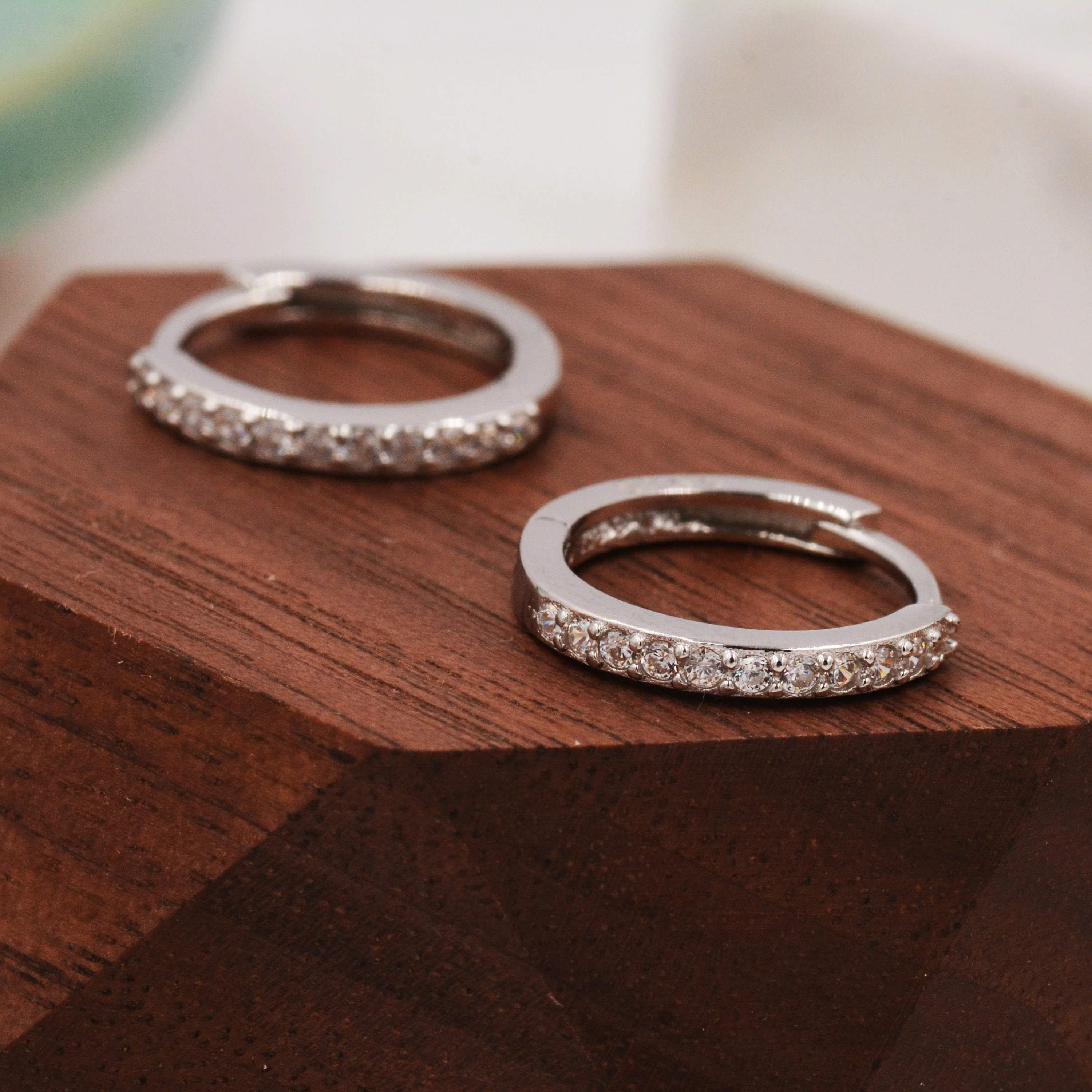 Pearl CZ Crystal Huggie Hoop Earrings in Sterling Silver, Detachable Pearl Charms, Silver or Gold, Genuine Freshwater Baroque Pearls - Image 8