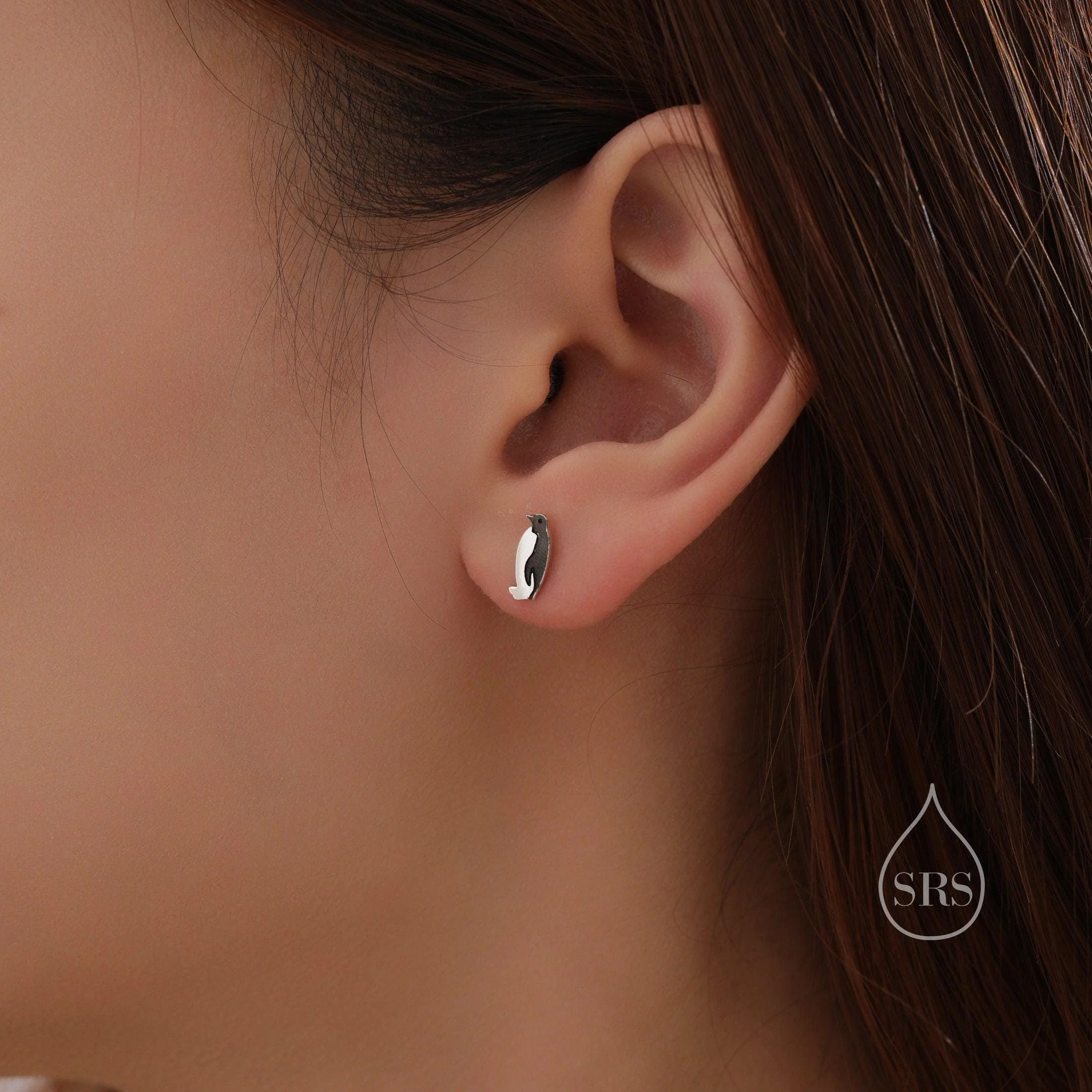 Penguin Stud Earrings in Sterling Silver, Bird Earrings, Penguin Earrings, Animal Earrings, Nature Inspired - Image 2