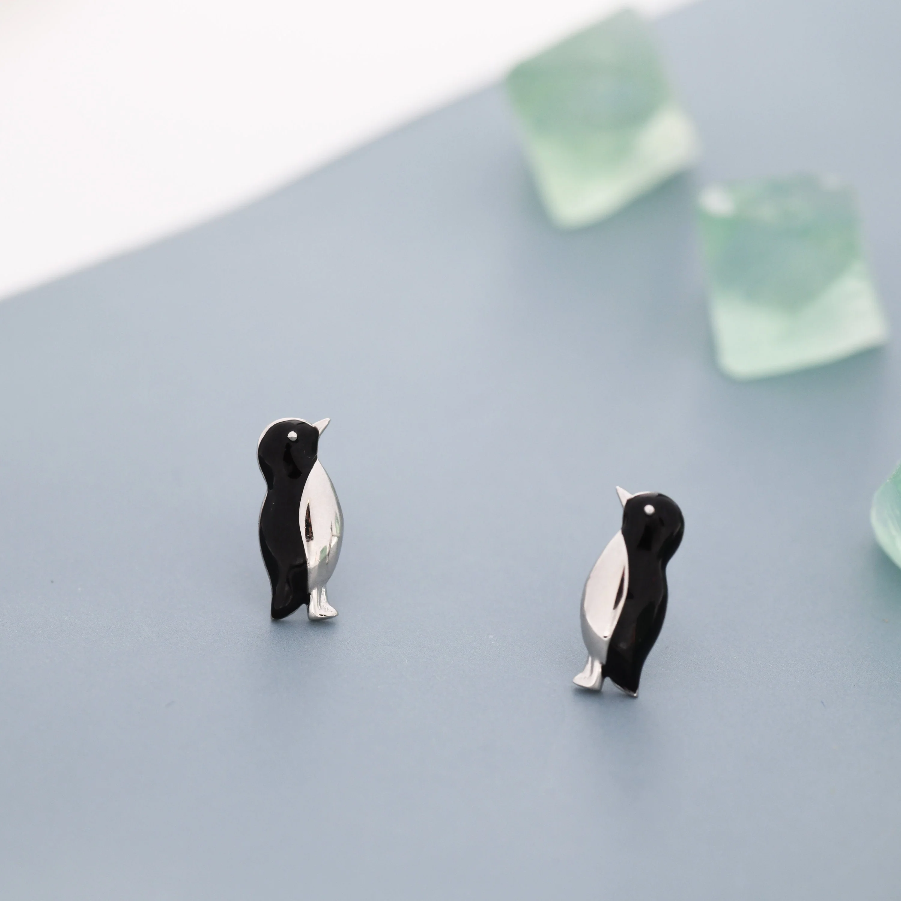 Penguin Stud Earrings in Sterling Silver, Hand Painted Enamel, Bird Earrings, Penguin Earrings, Animal Earrings, Nature Inspired - Image 6