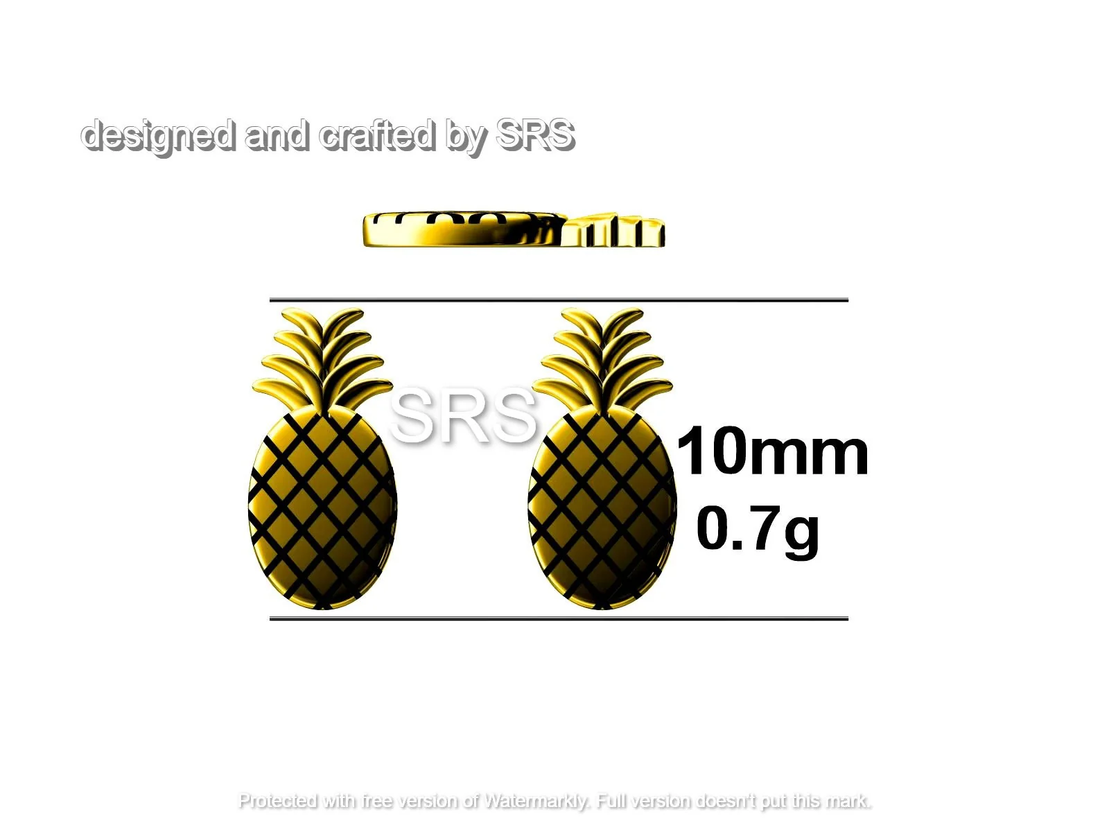 Pineapple Stud Earrings in Sterling Silver - Fruit Stud Earrings - Nature Inspired - Cute, Fun, Whimsical - Image 10