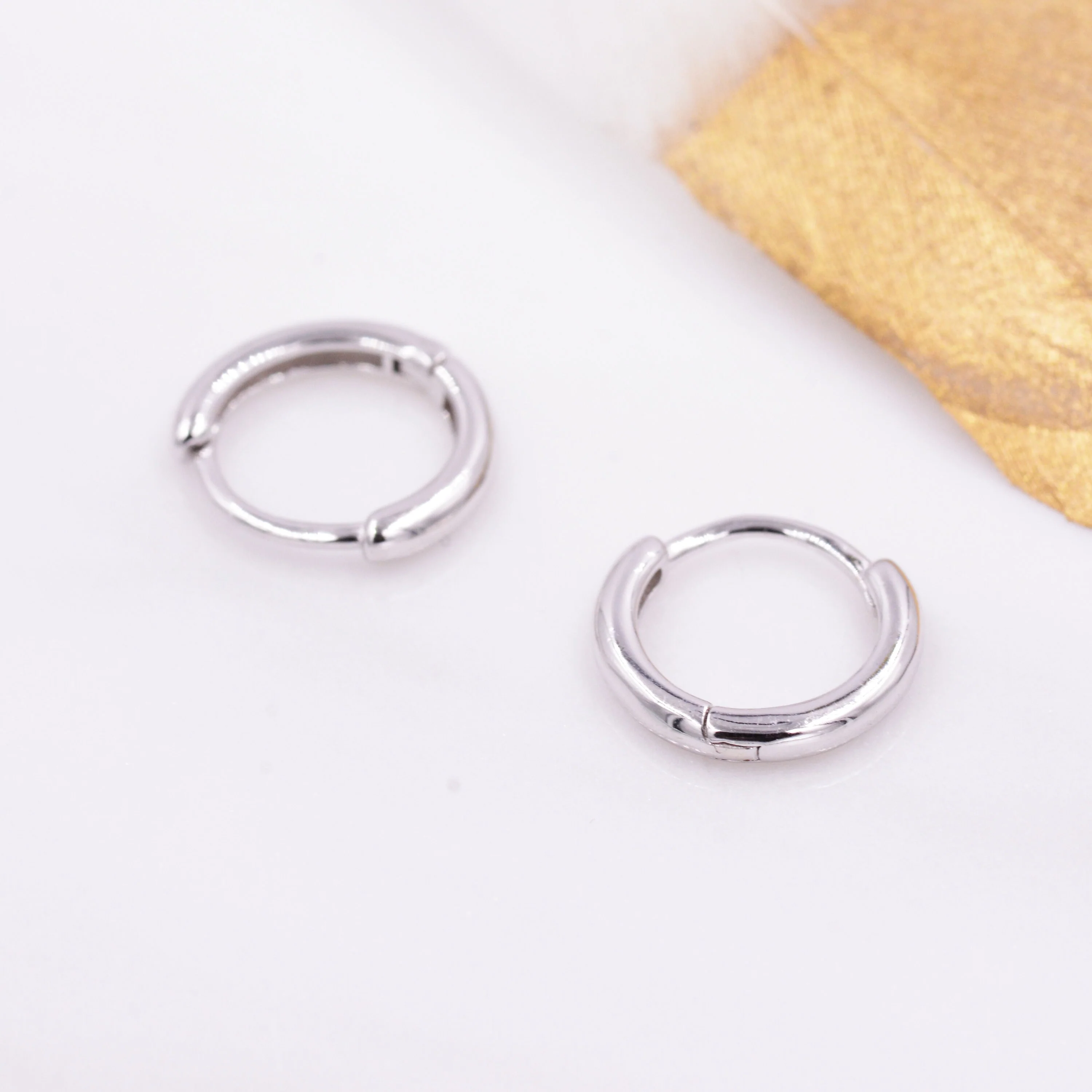 Plain Huggie Hoop in Sterling Silver, Polished Minimalist Hoop Earrings, Black Hoop Earrings, Two Sizes Available, Simple Circle Hoops - Image 4