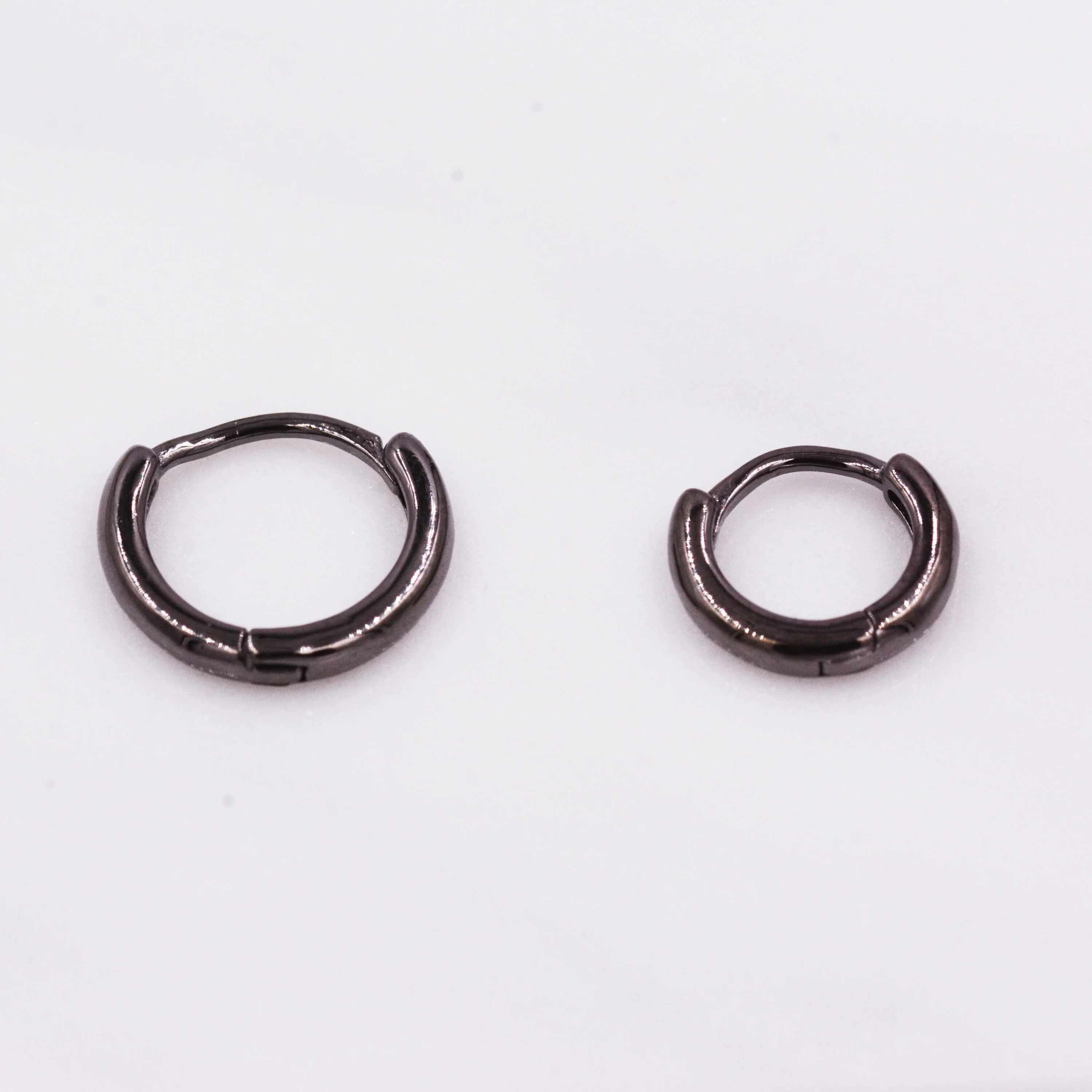 Plain Huggie Hoop in Sterling Silver, Polished Minimalist Hoop Earrings, Black Hoop Earrings, Two Sizes Available, Simple Circle Hoops - Image 8