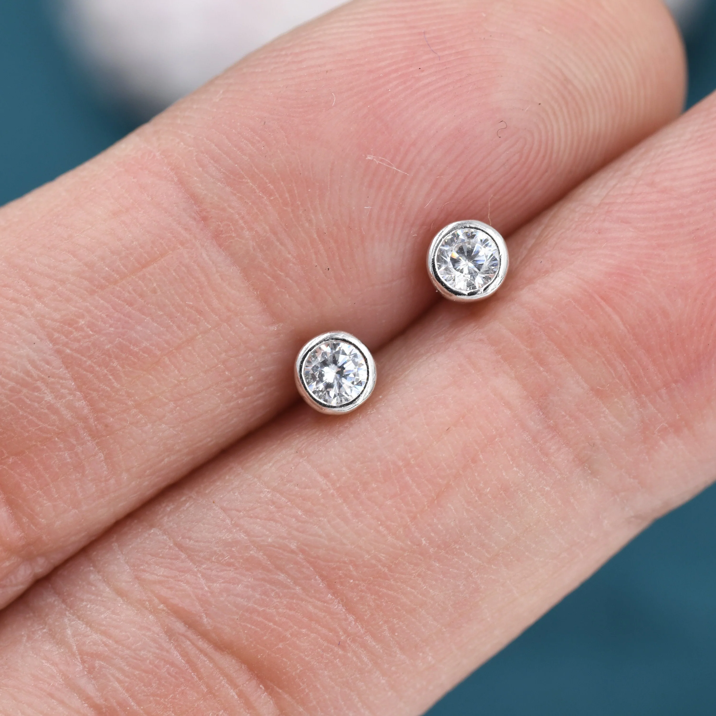 Sterling Silver Solitaire CZ Stone (Simulated Diamond) Crystal Stud Earrings, 3mm and 4mm, Single CZ Stud, Classic CZ Stud - Image 6
