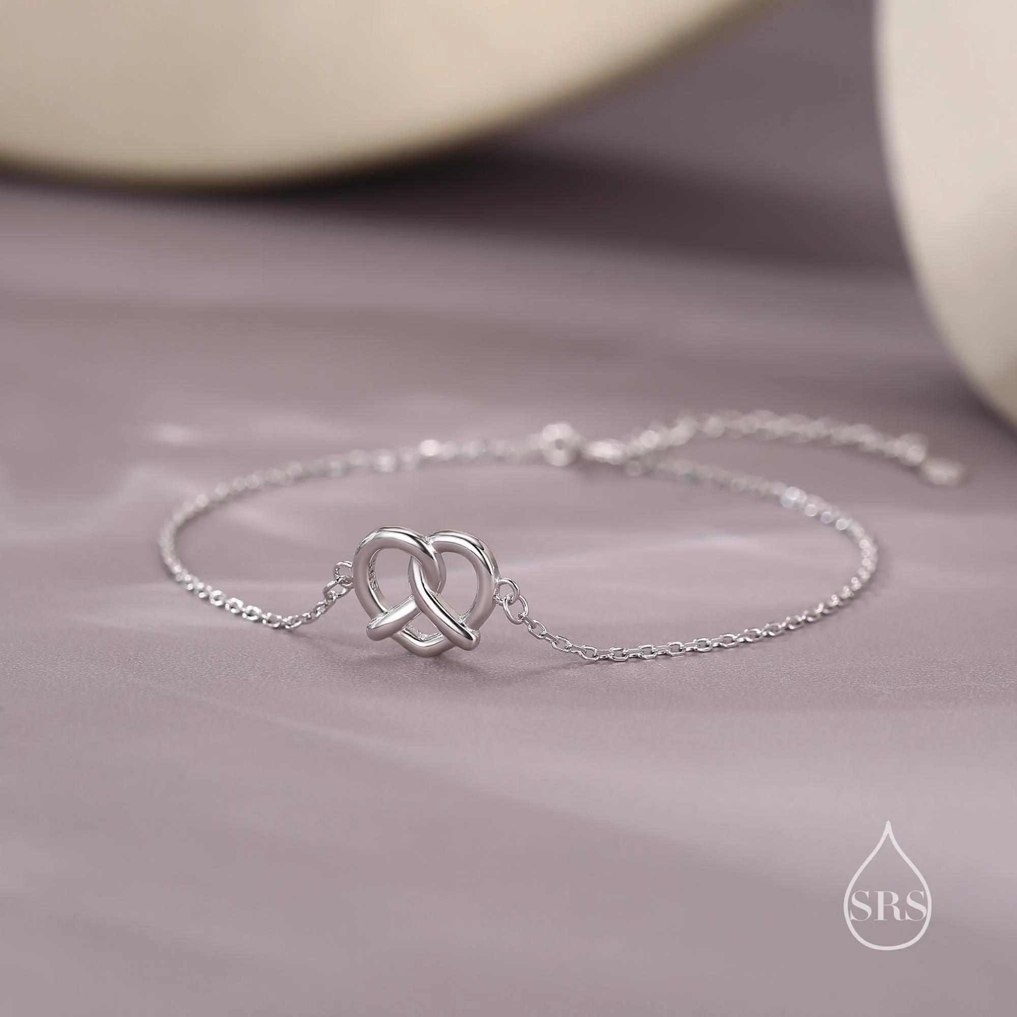 Pretzel Heart Knot Bracelet in Sterling Silver, Silver or Gold or Rose gold, Pretzel Heart Bracelet, Heart Bracelet - Image 3