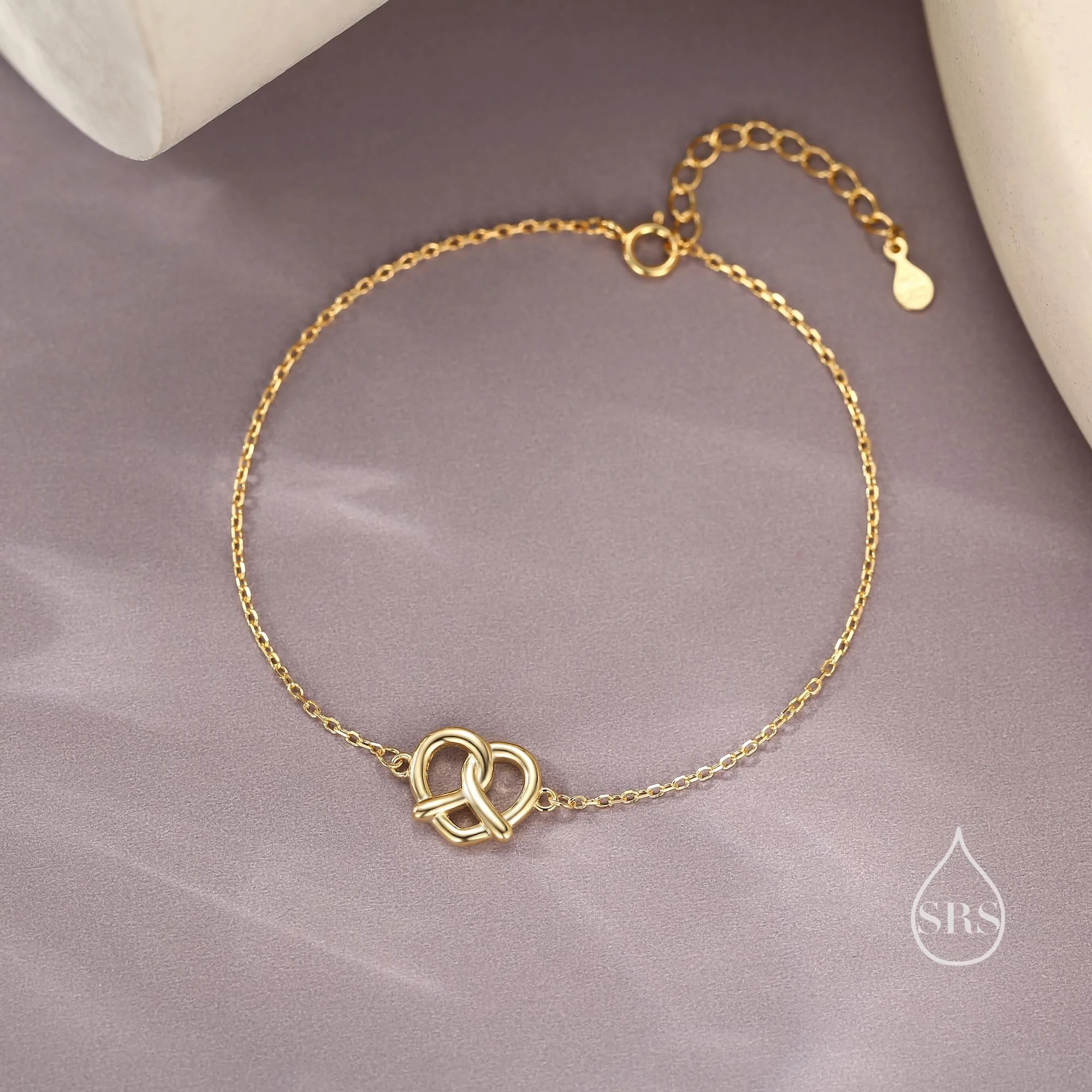 Pretzel Heart Knot Bracelet in Sterling Silver, Silver or Gold or Rose gold, Pretzel Heart Bracelet, Heart Bracelet - Image 4