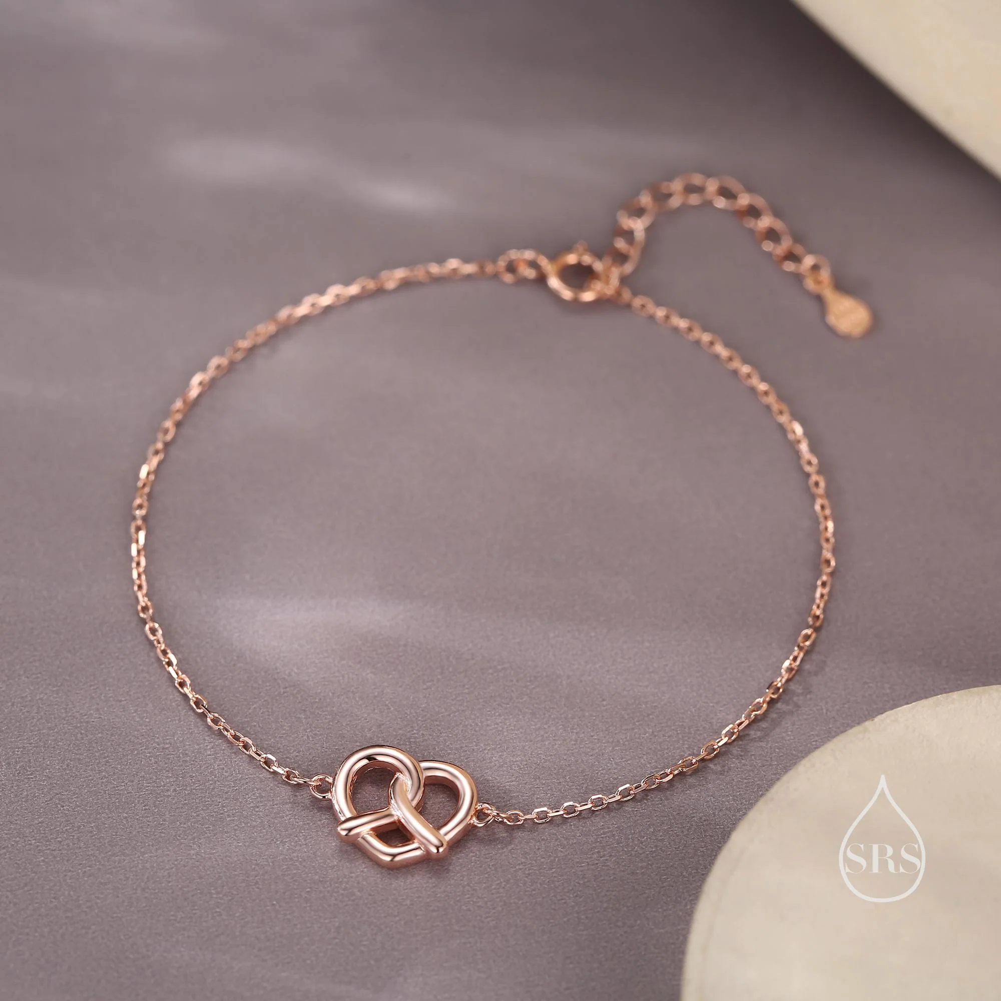 Pretzel Heart Knot Bracelet in Sterling Silver, Silver or Gold or Rose gold, Pretzel Heart Bracelet, Heart Bracelet - Image 5