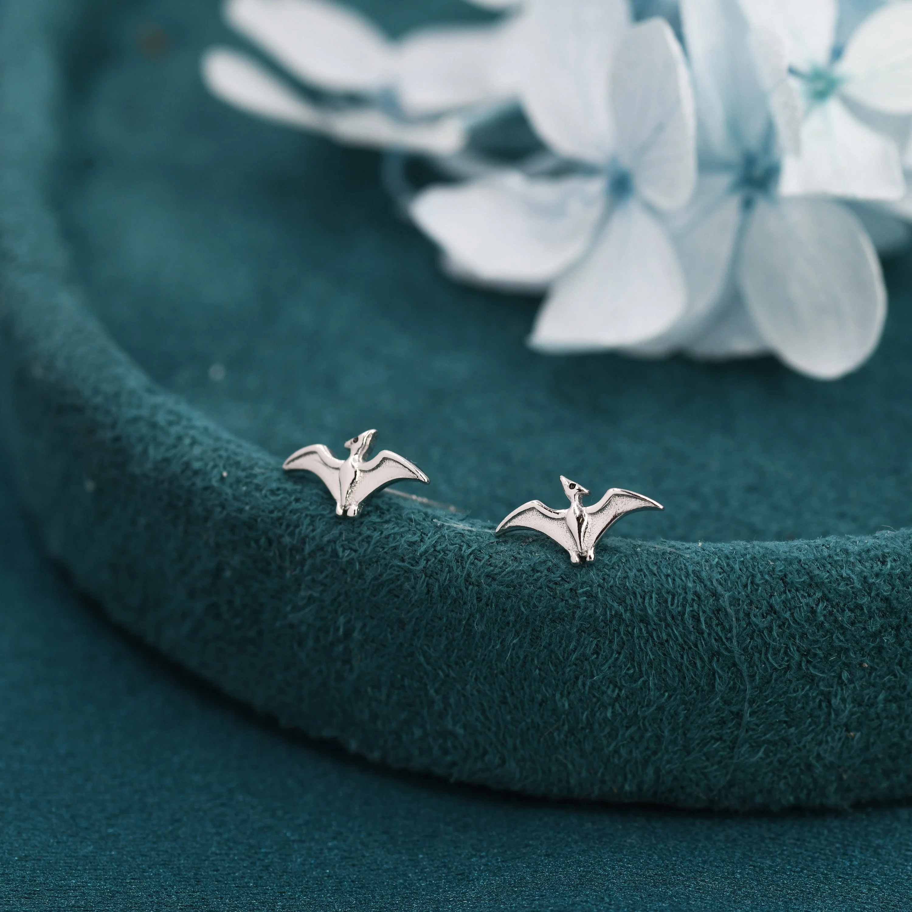 Extra Tiny Pterosaurs Flying Dinosaur Studs Earrings in Sterling Silver - Image 3