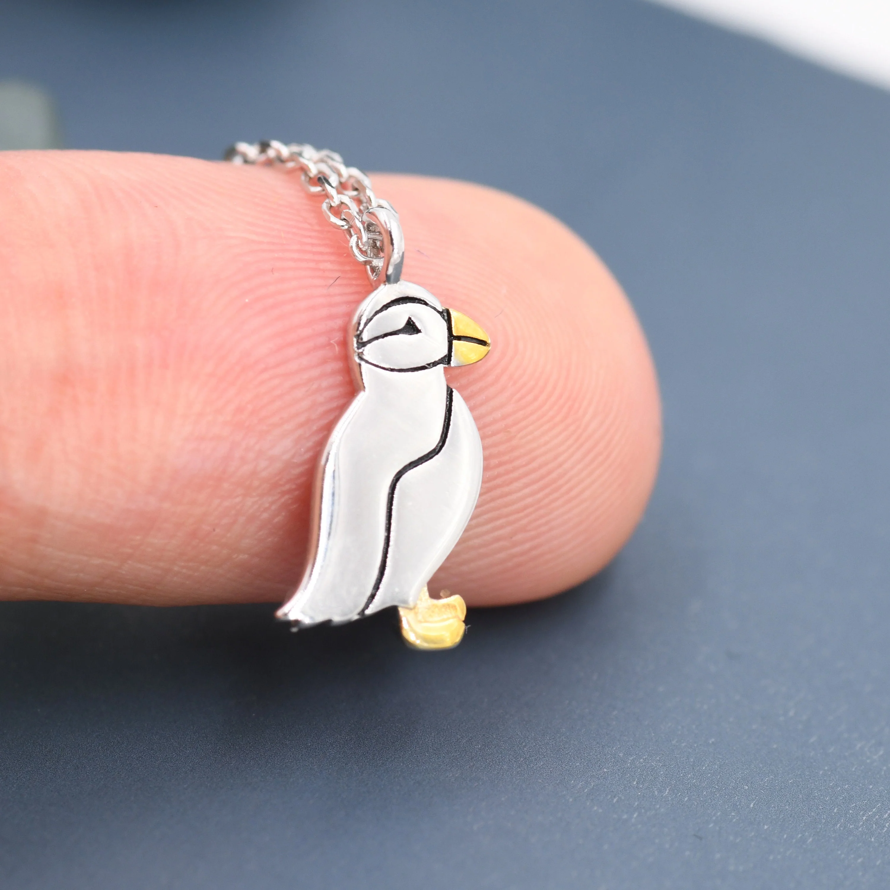Puffin Bird Pendant Necklace in Sterling Silver, Cute Bird Necklace, Silver Bird Necklace - Image 5
