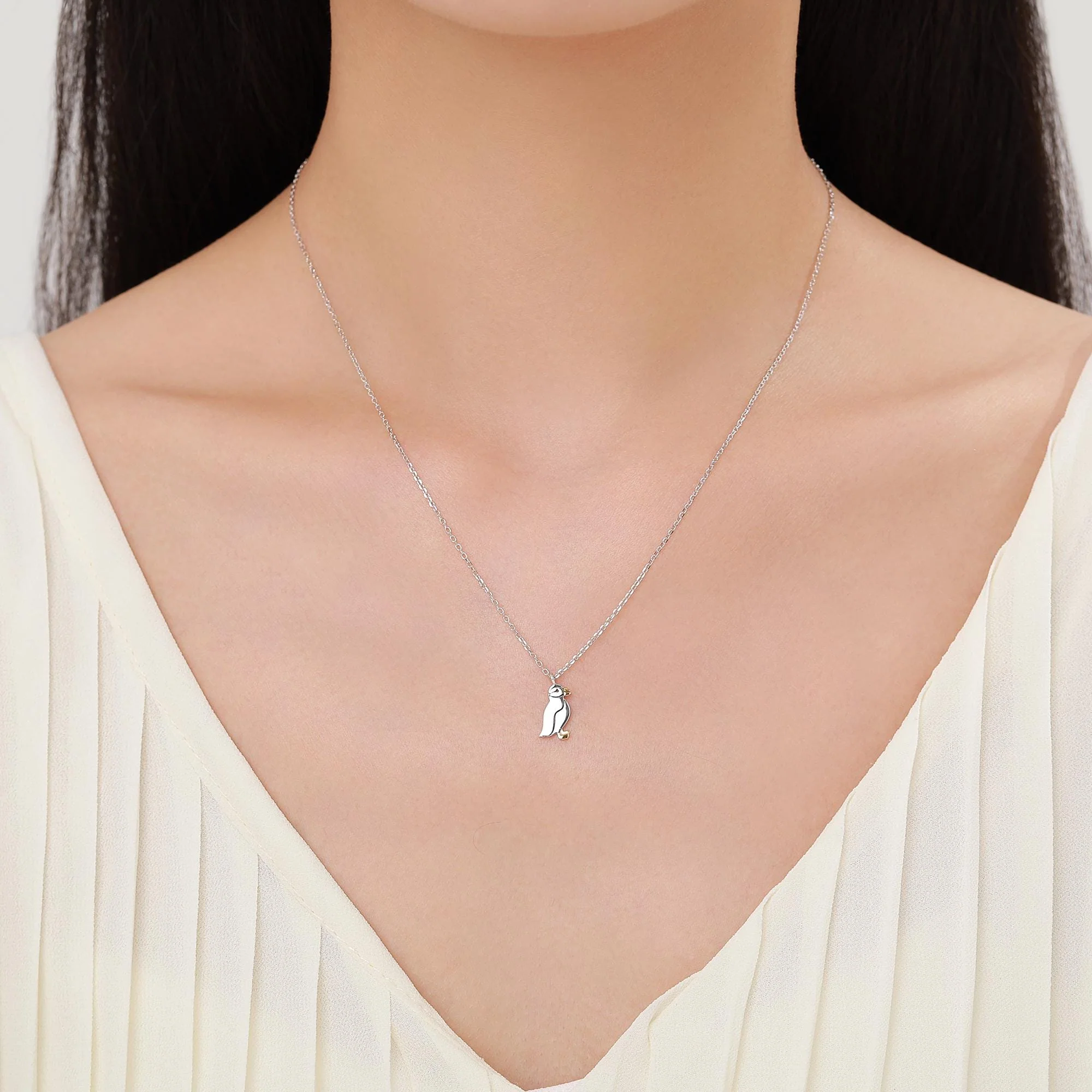 Puffin Bird Pendant Necklace in Sterling Silver, Cute Bird Necklace, Silver Bird Necklace - Image 8