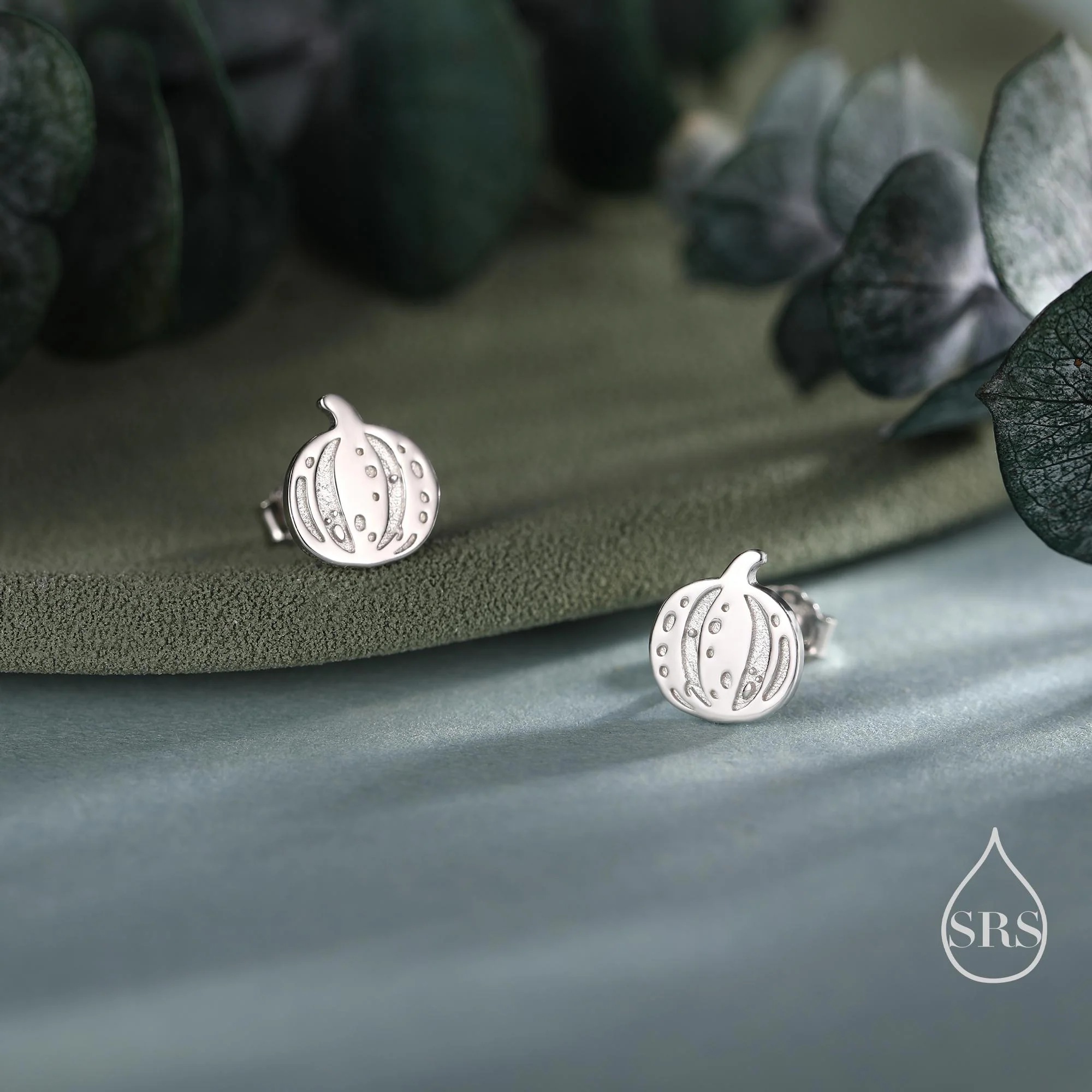 Pumpkin Squash Stud Earrings in Sterling Silver, Silver, Gold or Rose Gold, Small Stripy Pumpkin Earrings, Halloween Earrings - Image 6