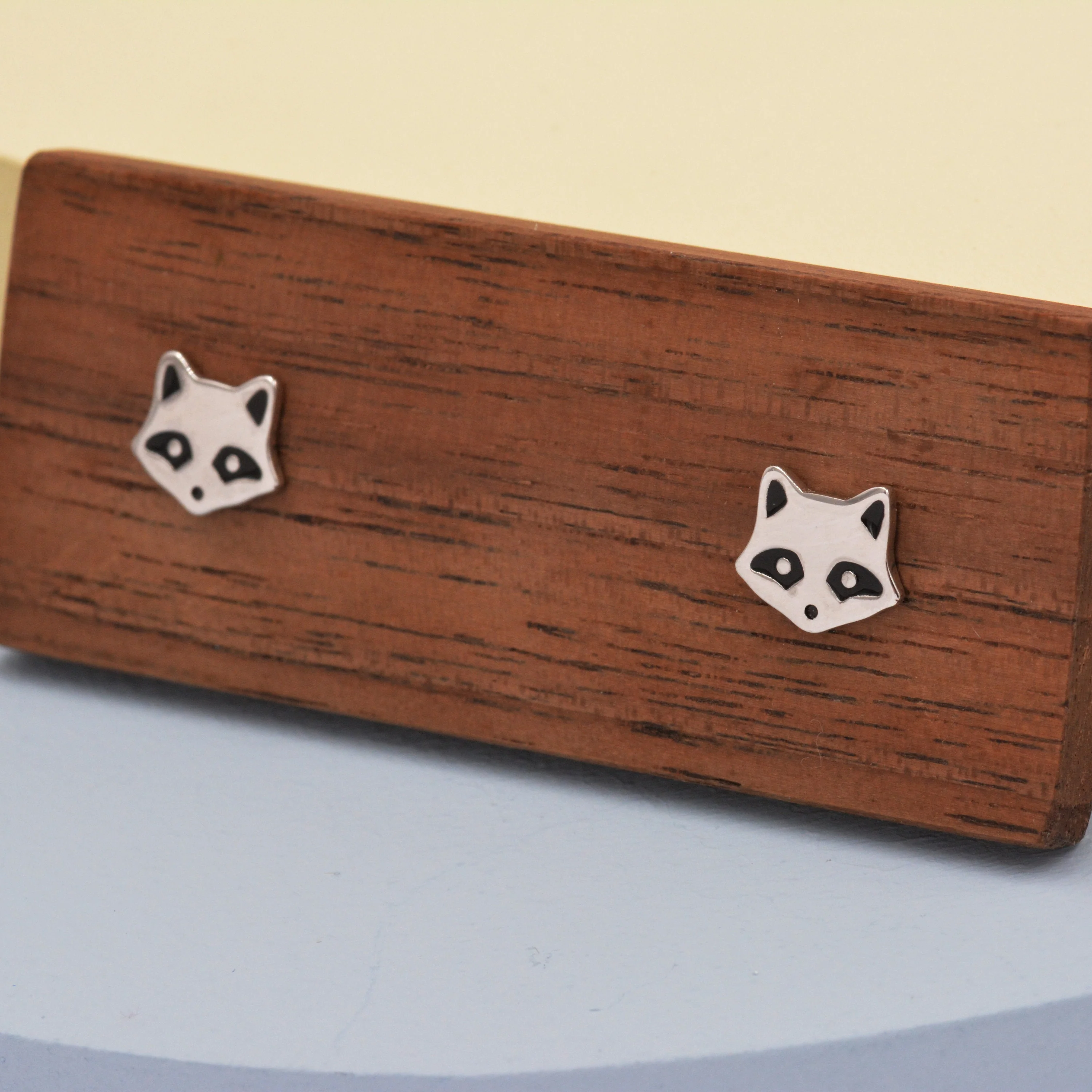 Raccoon Stud Earrings in Sterling Silver - Racoon Bear Earrings - Cute Animal Earrings - Fun and Whimsical - Image 7