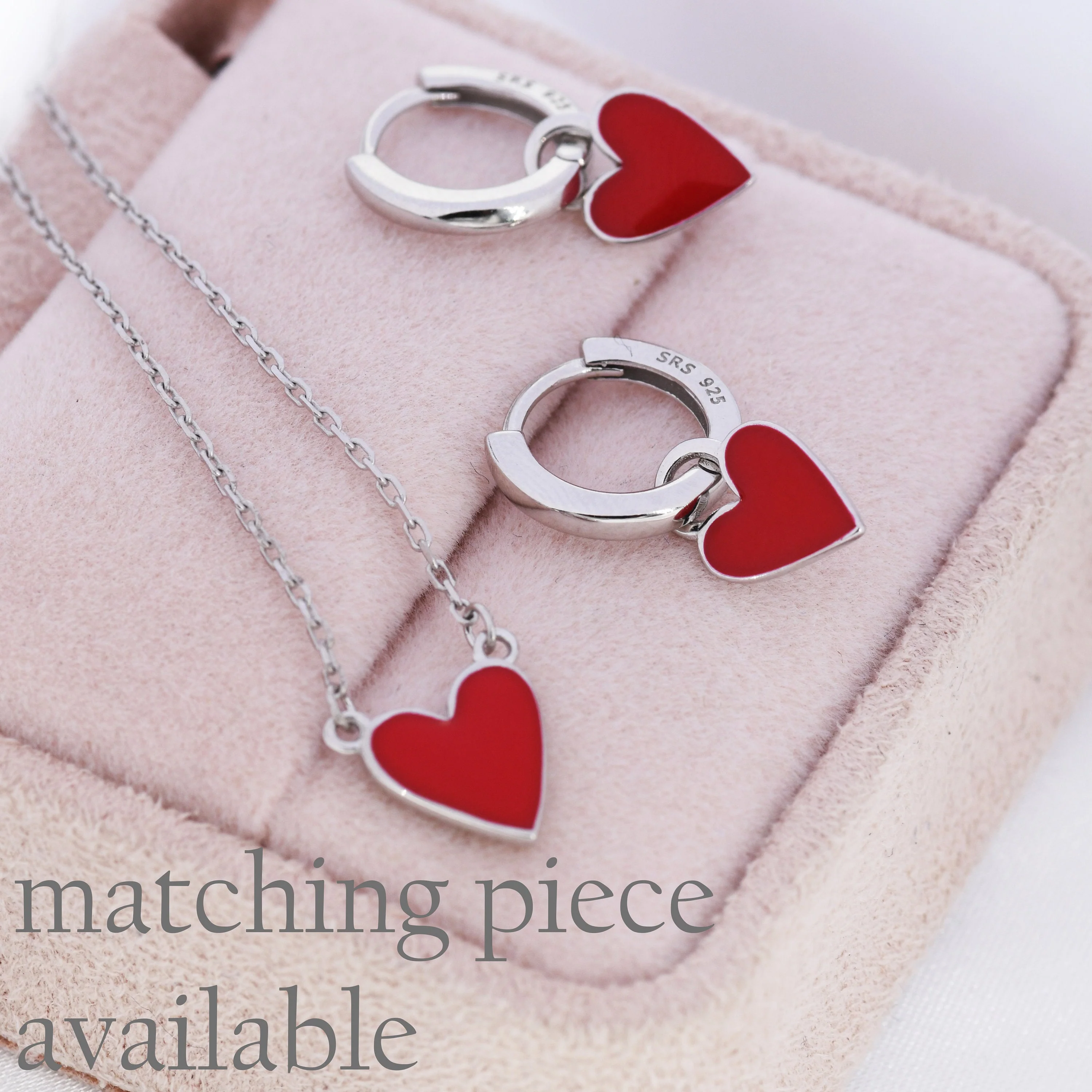 Red Enamel Heart Pendant Necklace in Sterling Silver, Red Heart Necklace, Dainty and Tiny - Image 7