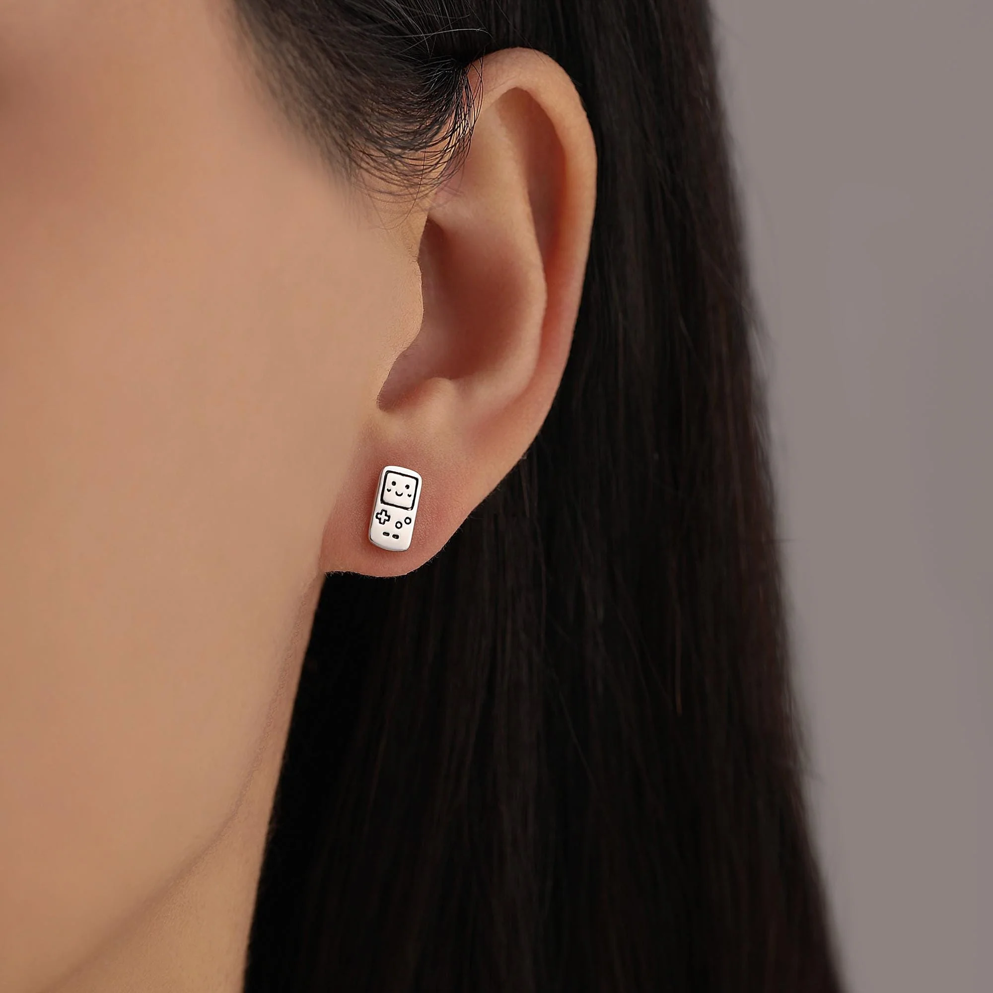 Retro Game Console & Music Cassette Tape Stud Earrings in Sterling Silver, Mismatched 90s Nostalgic Jewellery, Silver, Gold or Rose Gold - Image 7