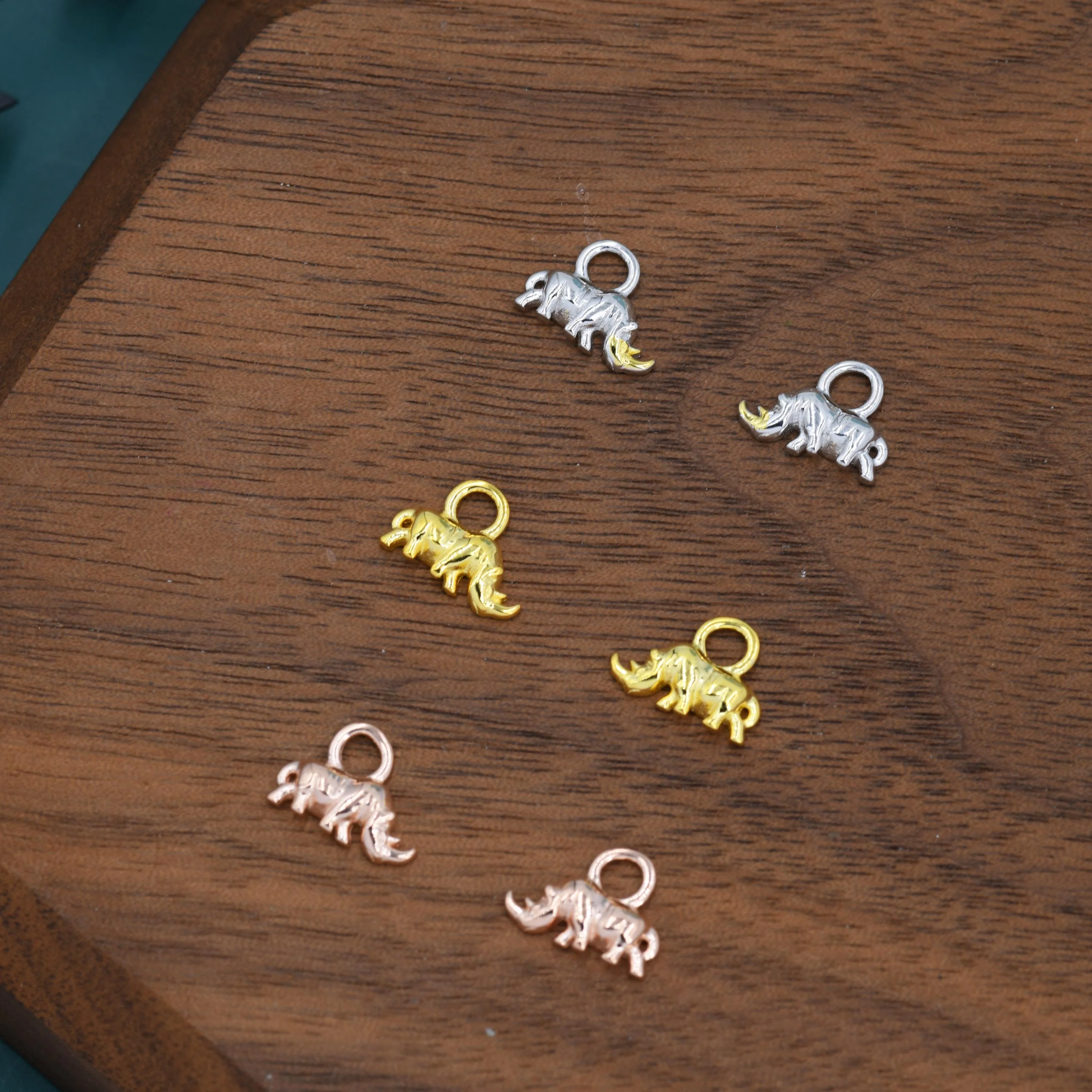 Rhino Charms for Huggie Hoops in Sterling Silver, Sold as a Pair, Animal Charms for Hoops, Silver, Gold or Rose Gold - Image 3