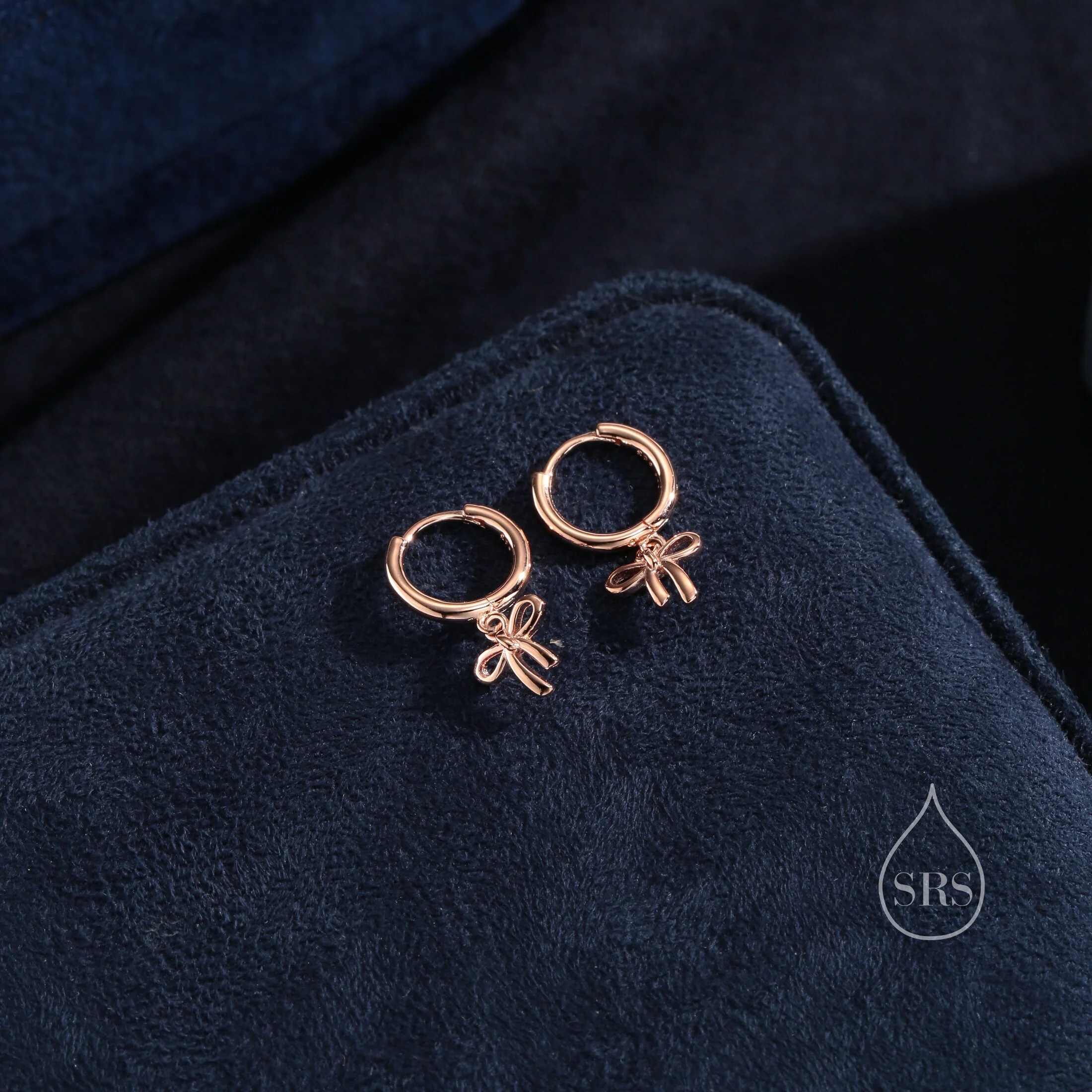 Ribbon Bow Huggie Hoop Earrings in Sterling Silver, Silver or Gold or Rose Gold, Ribbon Bow Earrings, Ribbon Bow Huggies - Image 12
