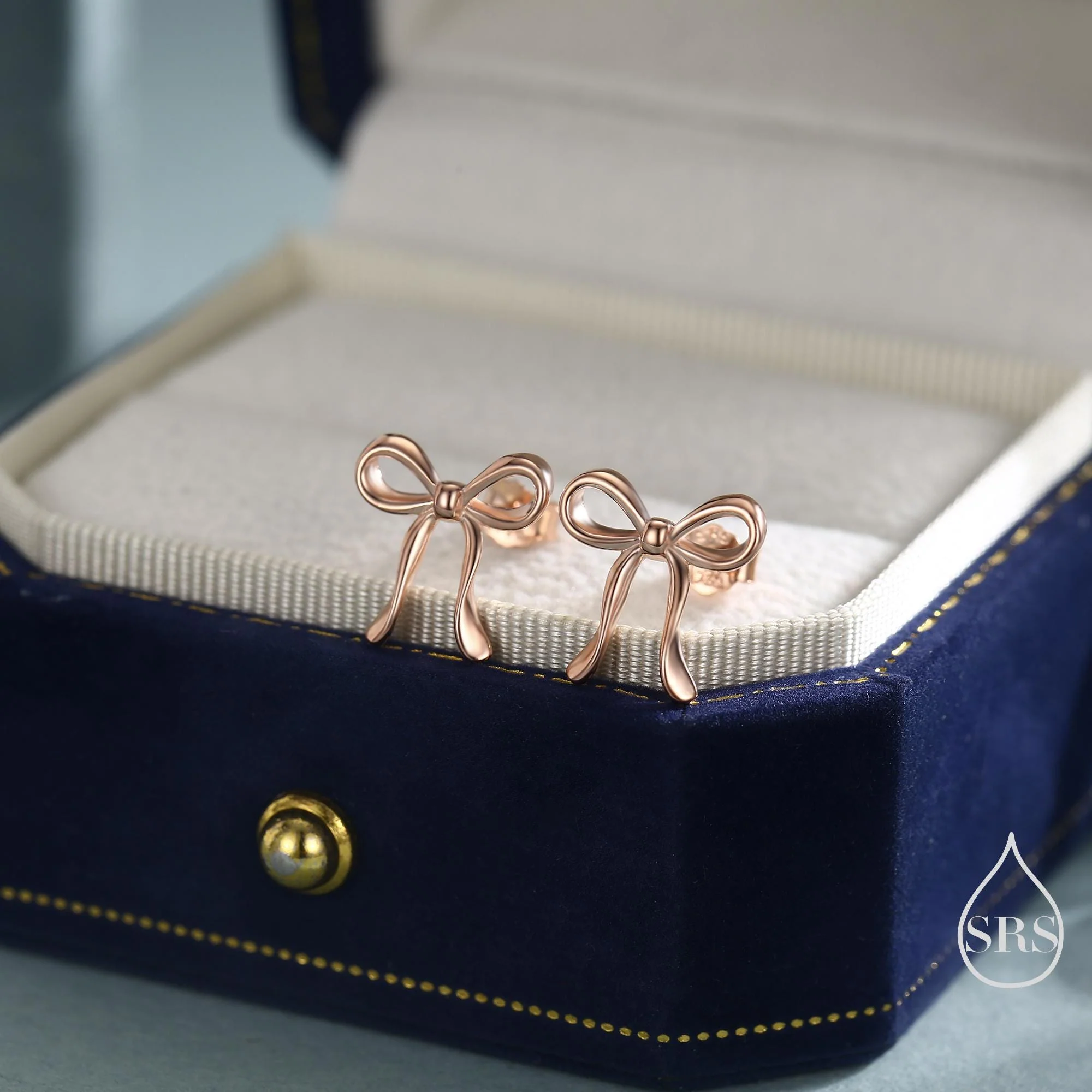 Ribbon Bow Stud Earrings in Sterling Silver, Available in Silver, Gold or Rose Gold, Ribbon Earrings, Ribbon Bow Earrings - Image 5
