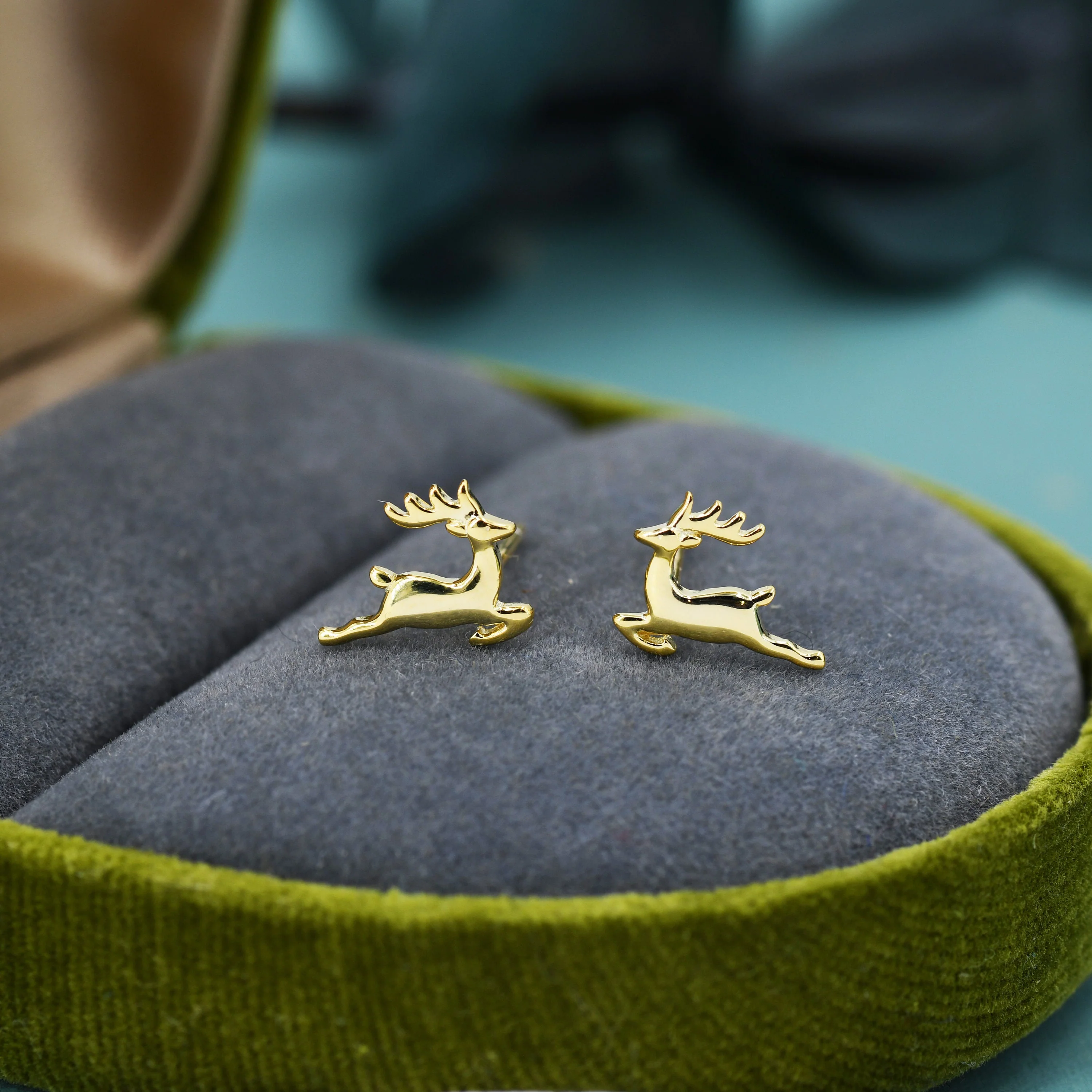 Running Reindeer Stud Earrings in Sterling Silver, Silver or Gold, Nature Inspired Animal Earrings - Image 4