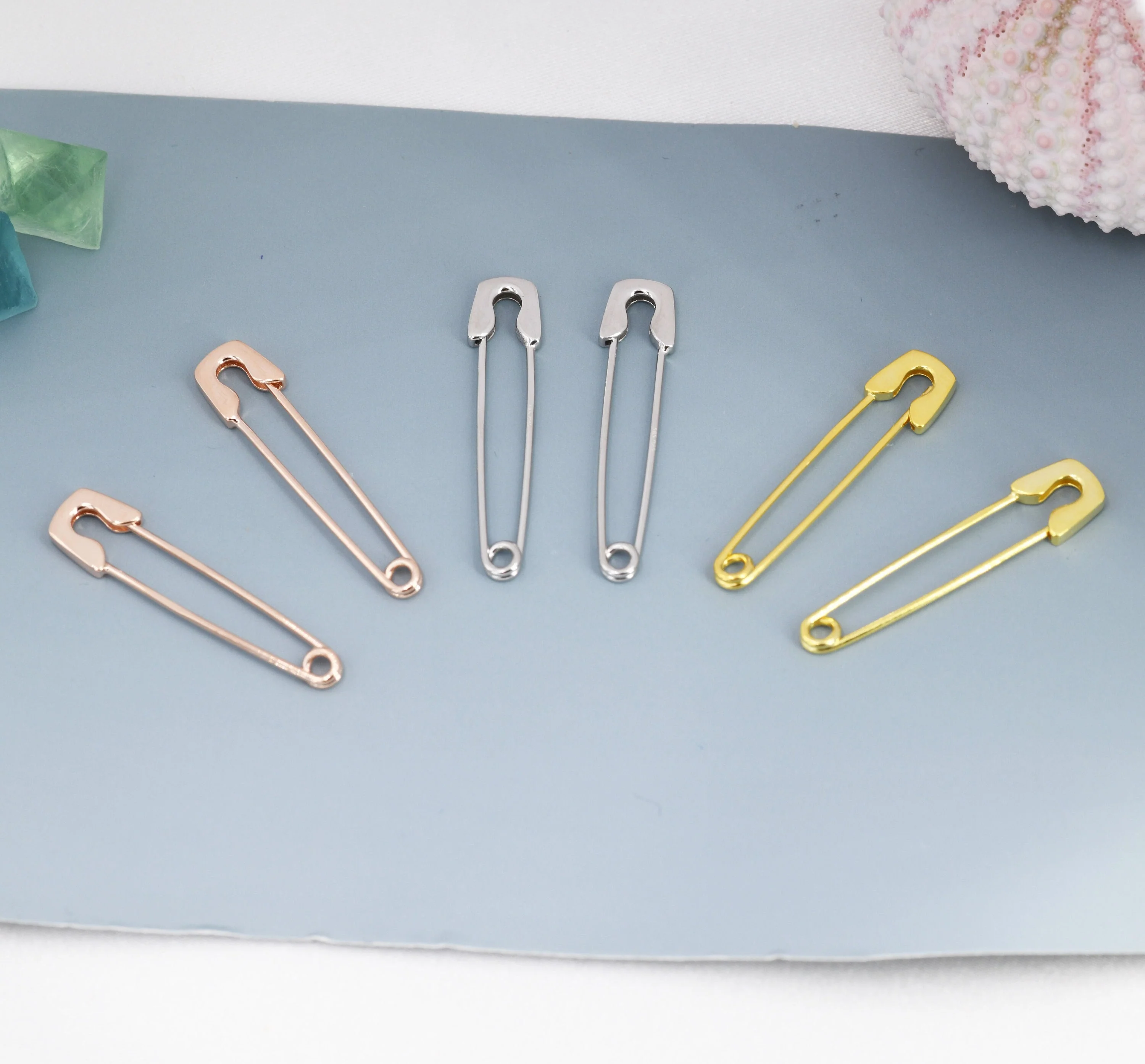 Safety Pin Pull Through Drop Earrings in Sterling Silver, Silve, Gold, Rose Gold or Black, Fun Quirky Punk Rock Jewellery - Image 5