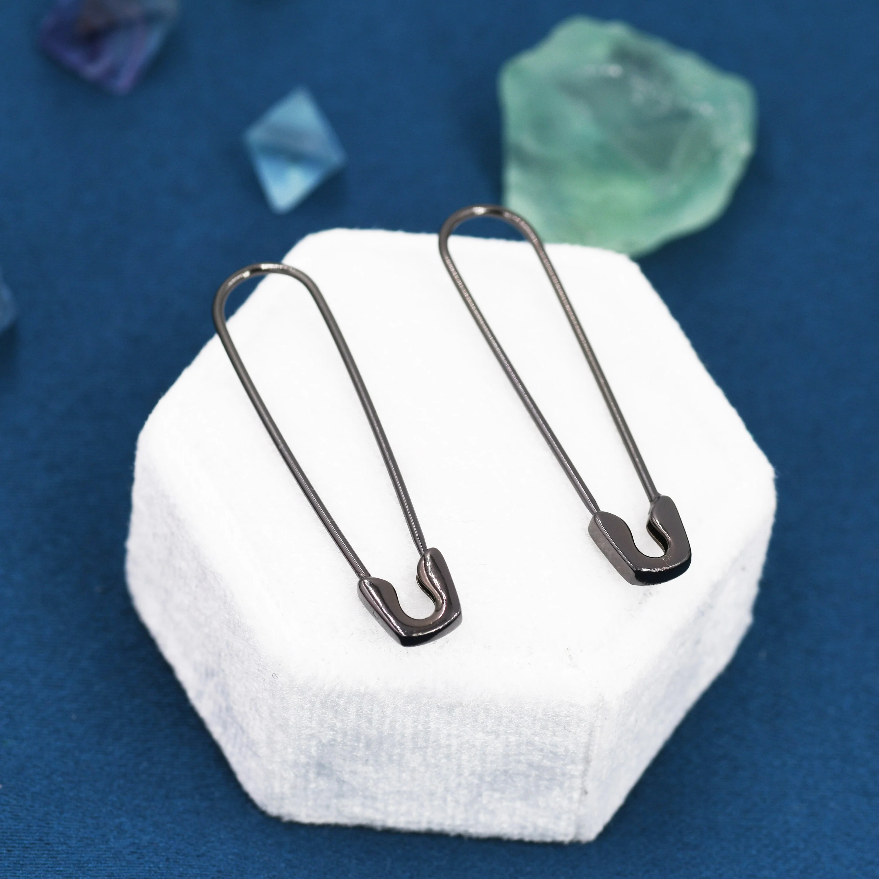 Safety Pin Pull Through Drop Earrings in Sterling Silver, Silve, Gold, Rose Gold or Black, Fun Quirky Punk Rock Jewellery - Image 8