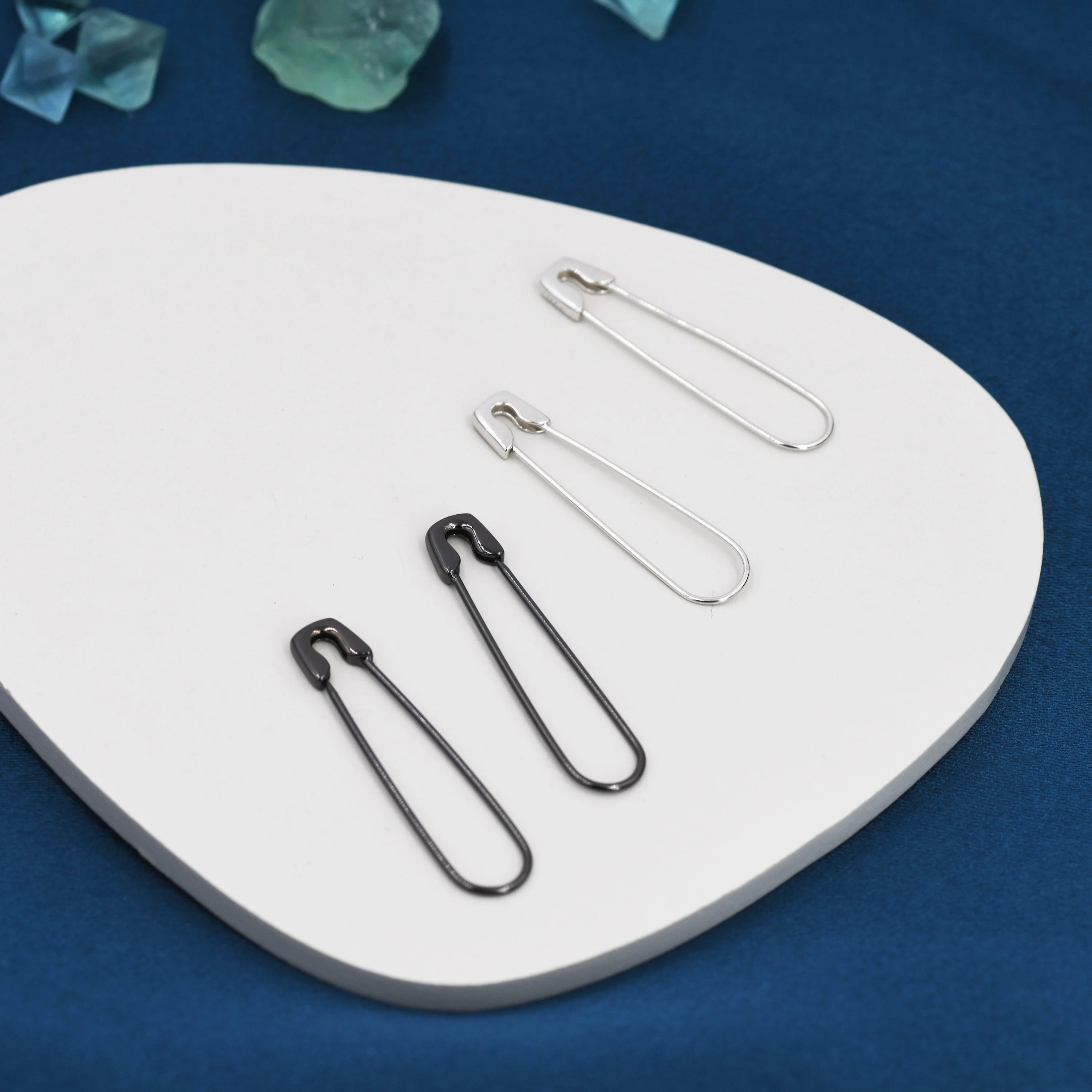 Safety Pin Pull Through Drop Earrings in Sterling Silver, Silve, Gold, Rose Gold or Black, Fun Quirky Punk Rock Jewellery - Image 9