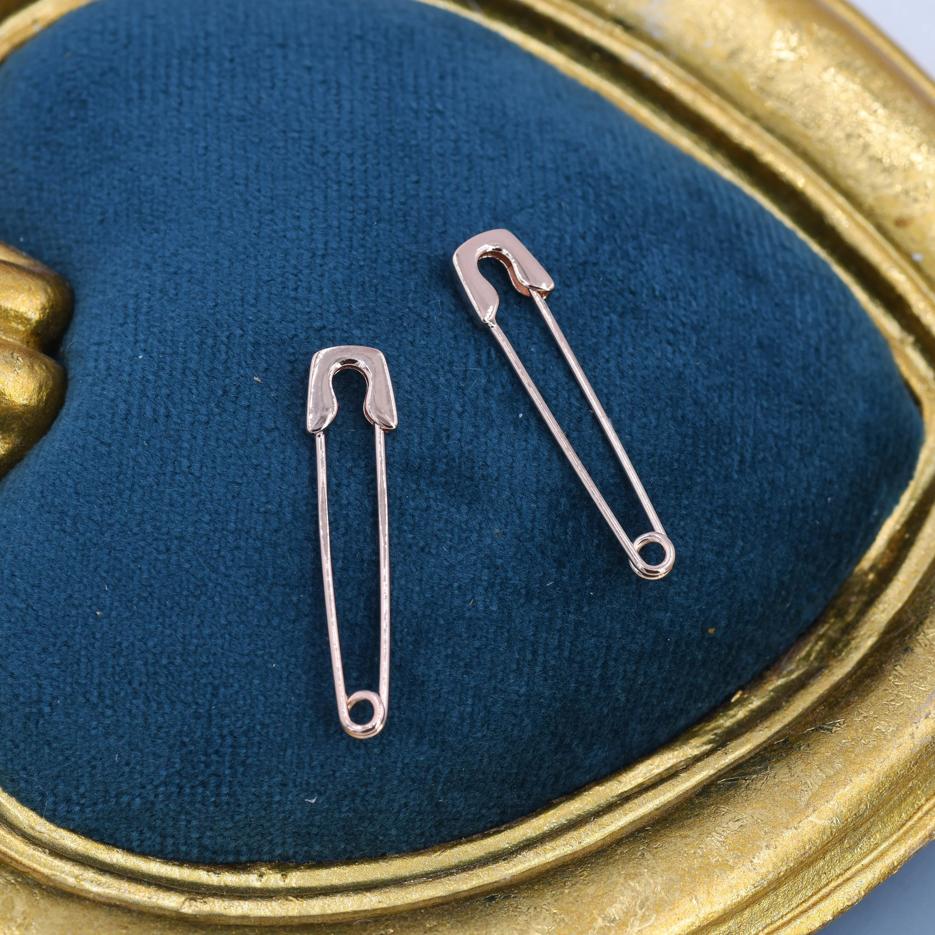 Safety Pin Pull Through Drop Earrings in Sterling Silver, Silver, Gold and Rose Gold, Fun Quirky Punk Rock Jewellery - Image 5