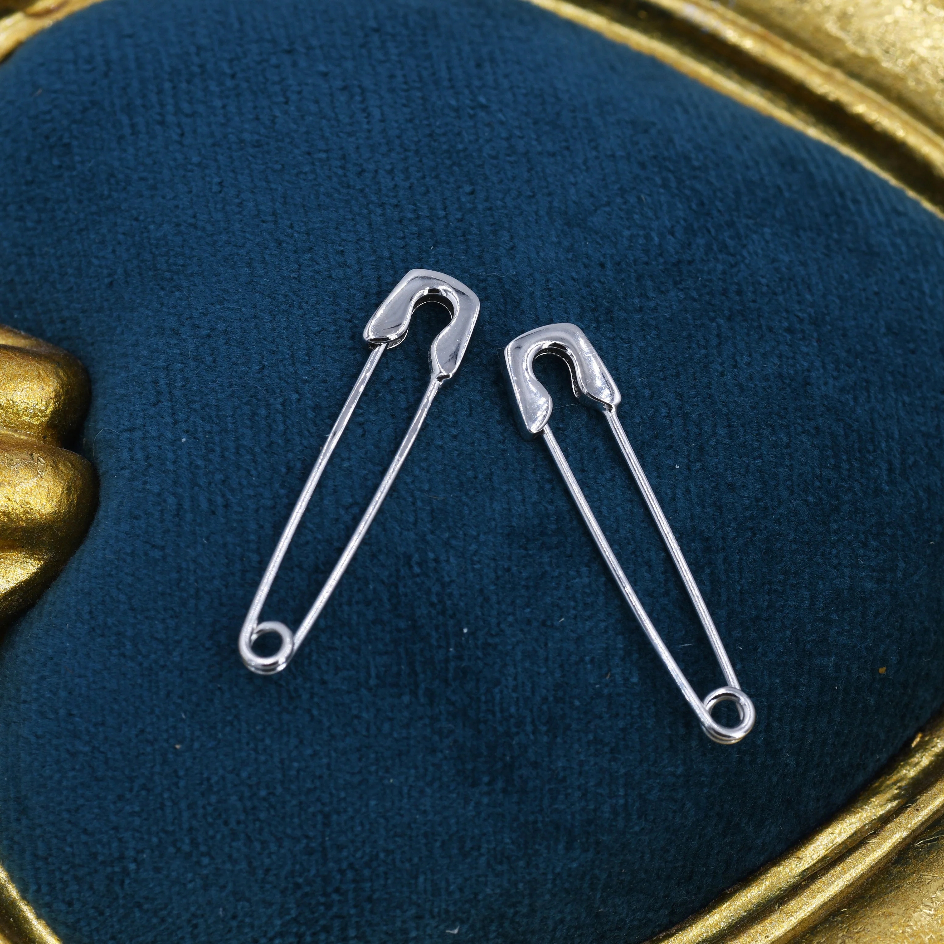 Safety Pin Pull Through Drop Earrings in Sterling Silver, Silver, Gold and Rose Gold, Fun Quirky Punk Rock Jewellery - Image 6