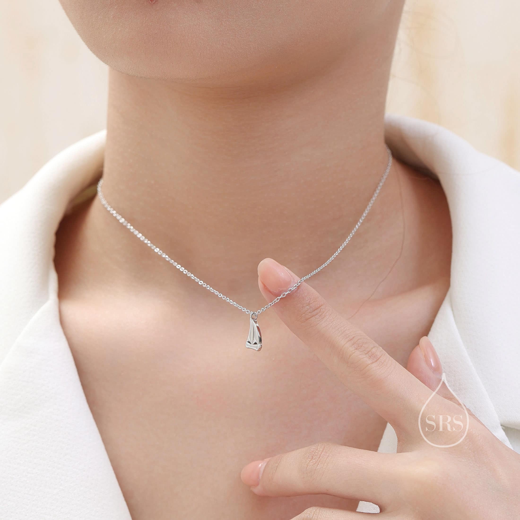 Sailing Boat Pendant Necklace in Sterling Silver, Silver or Gold, Boat Necklace, Sterling SIlver Boat Pendant - Image 2