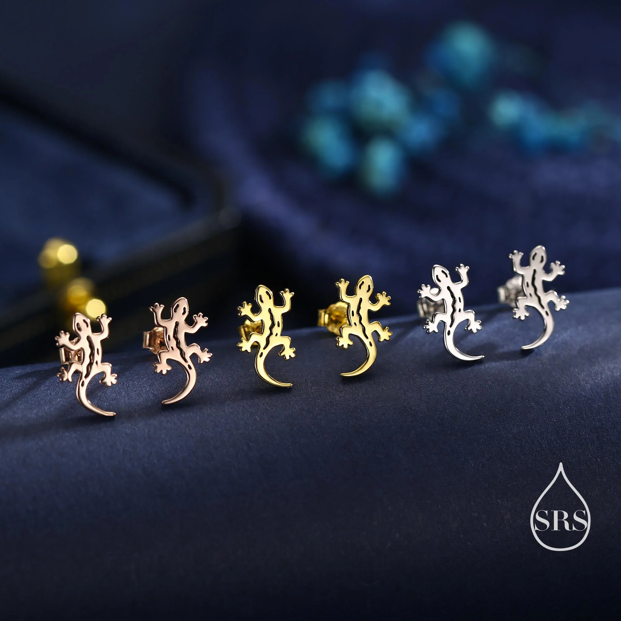 Salamander Stud Earrings in Sterling Silver, Available in Silver, Gold or Rose Gold Finish, Cute Fun Quirky, Animal Lover, Nature Inspired - Image 3