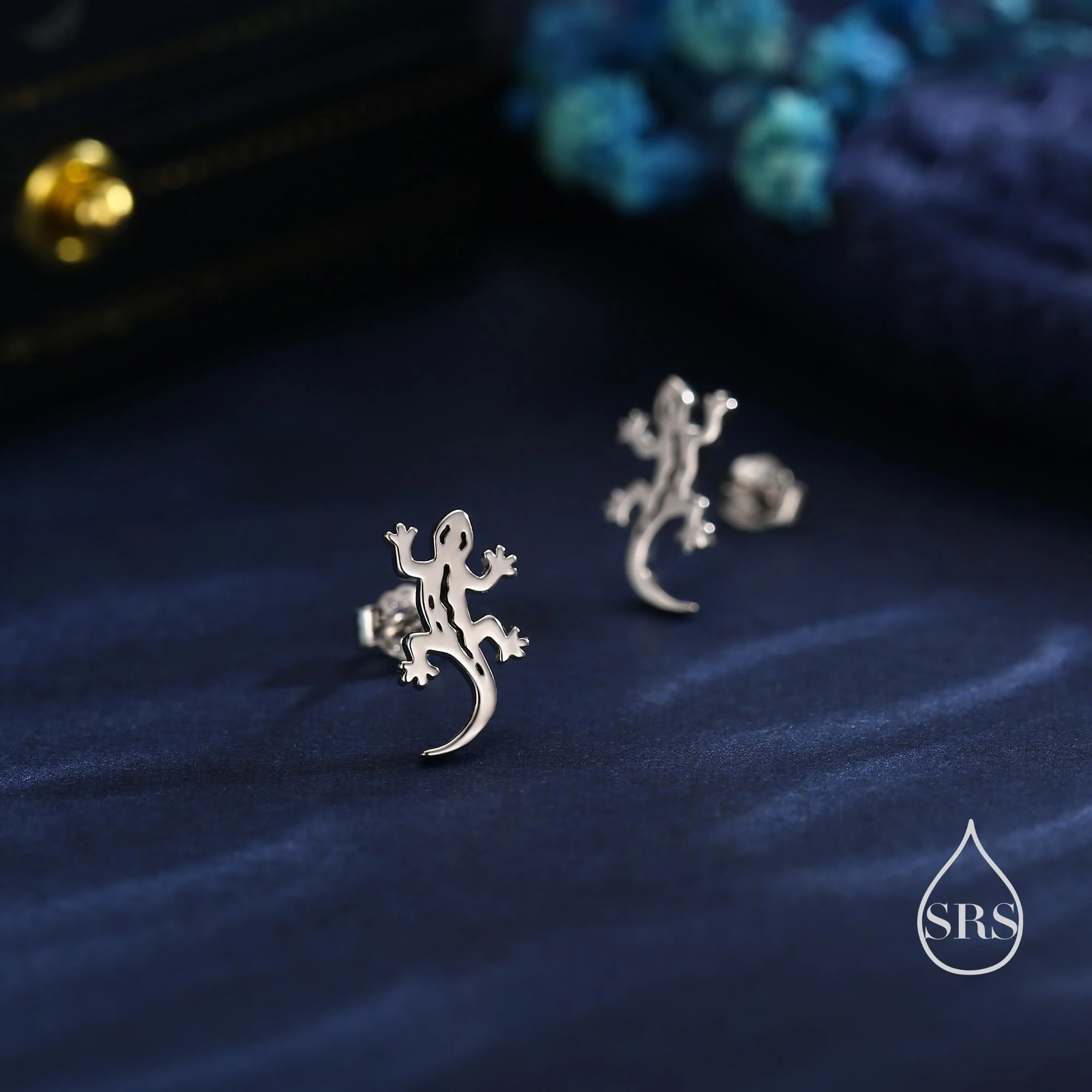 Salamander Stud Earrings in Sterling Silver, Available in Silver, Gold or Rose Gold Finish, Cute Fun Quirky, Animal Lover, Nature Inspired - Image 4
