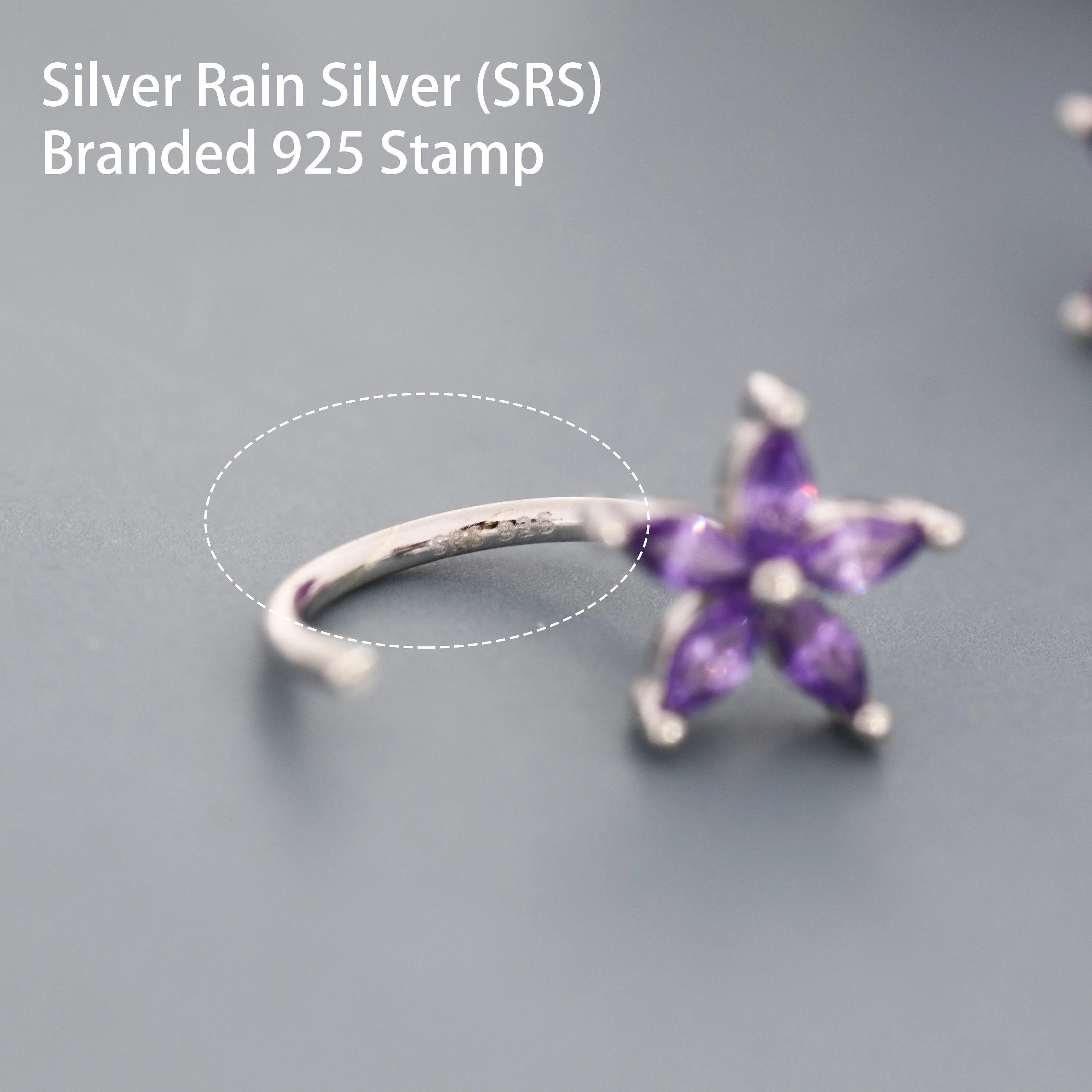 Sapphire Blue CZ Flower Huggie Hoop Earrings in Sterling Silver, Gold or Silver, CZ Flower Threader Hoop Earrings, Pull Through, C Shape - Image 8