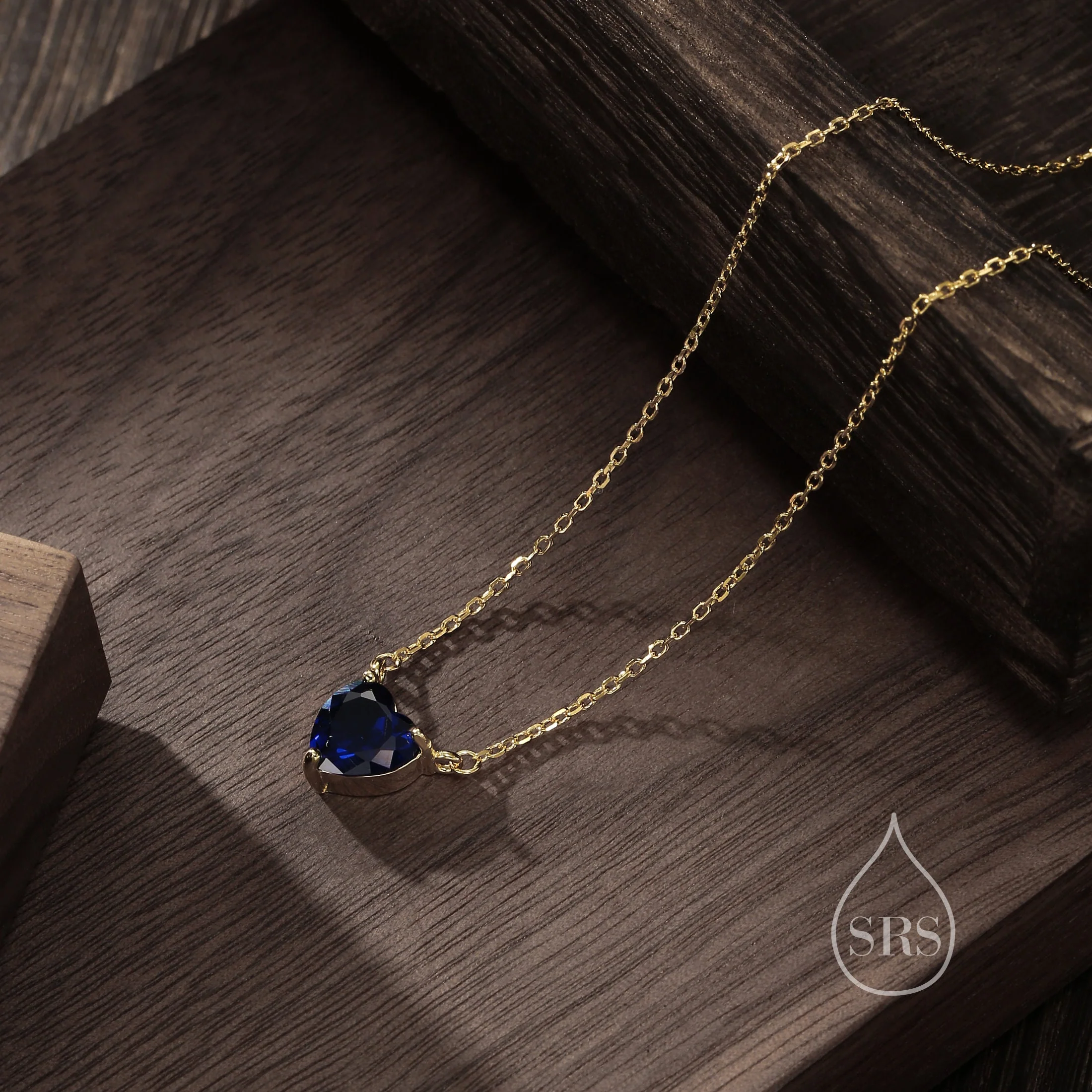 Sapphire Blue CZ Heart Pendant Necklace in Sterling Silver, Silver or Gold, Heart Necklace, Sparkly CZ Necklace - Image 2