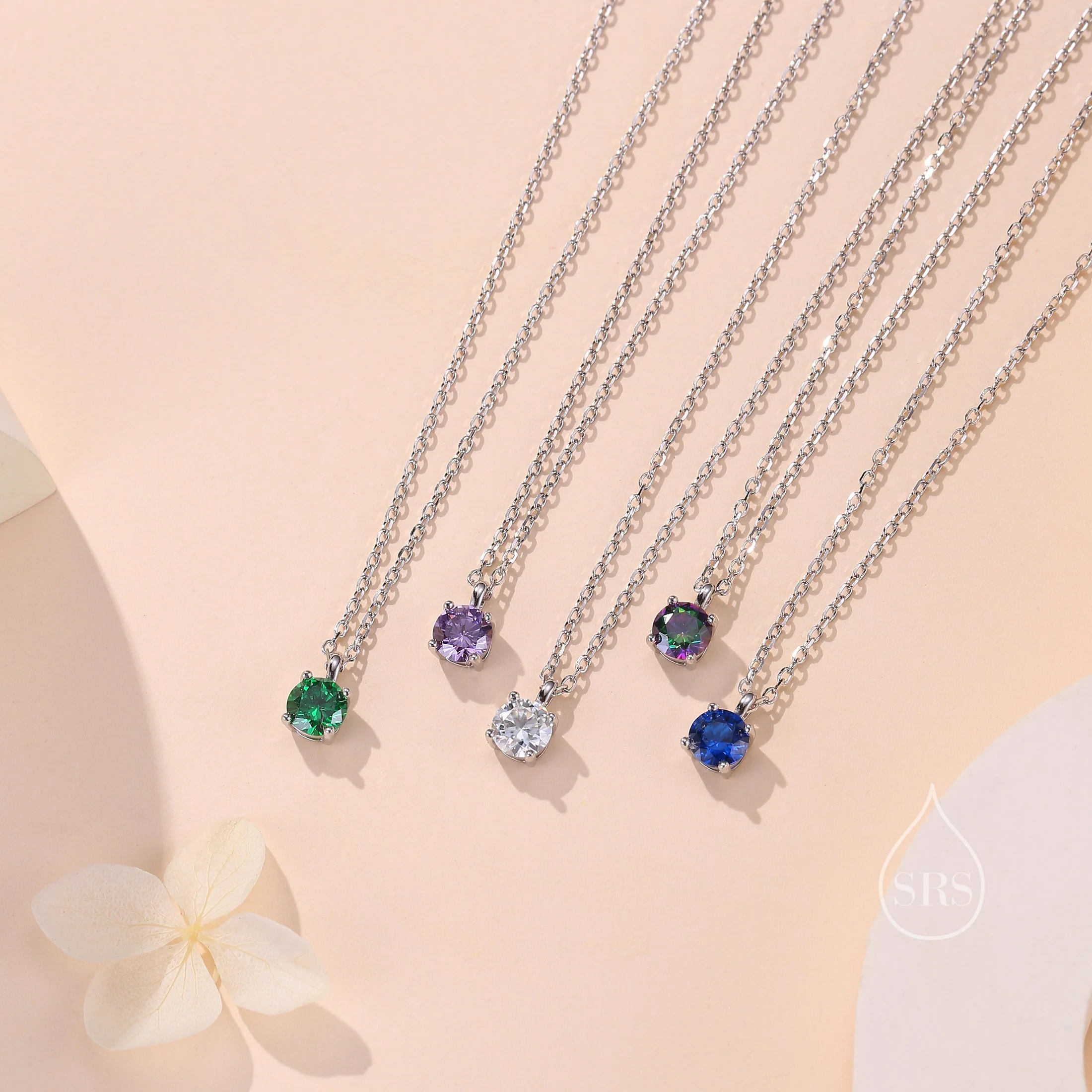 Sapphire Blue CZ Pendant Necklace in Sterling Silver, 0.5 carat Sapphire Blue Zircon Necklace, Blue Necklace - Image 6
