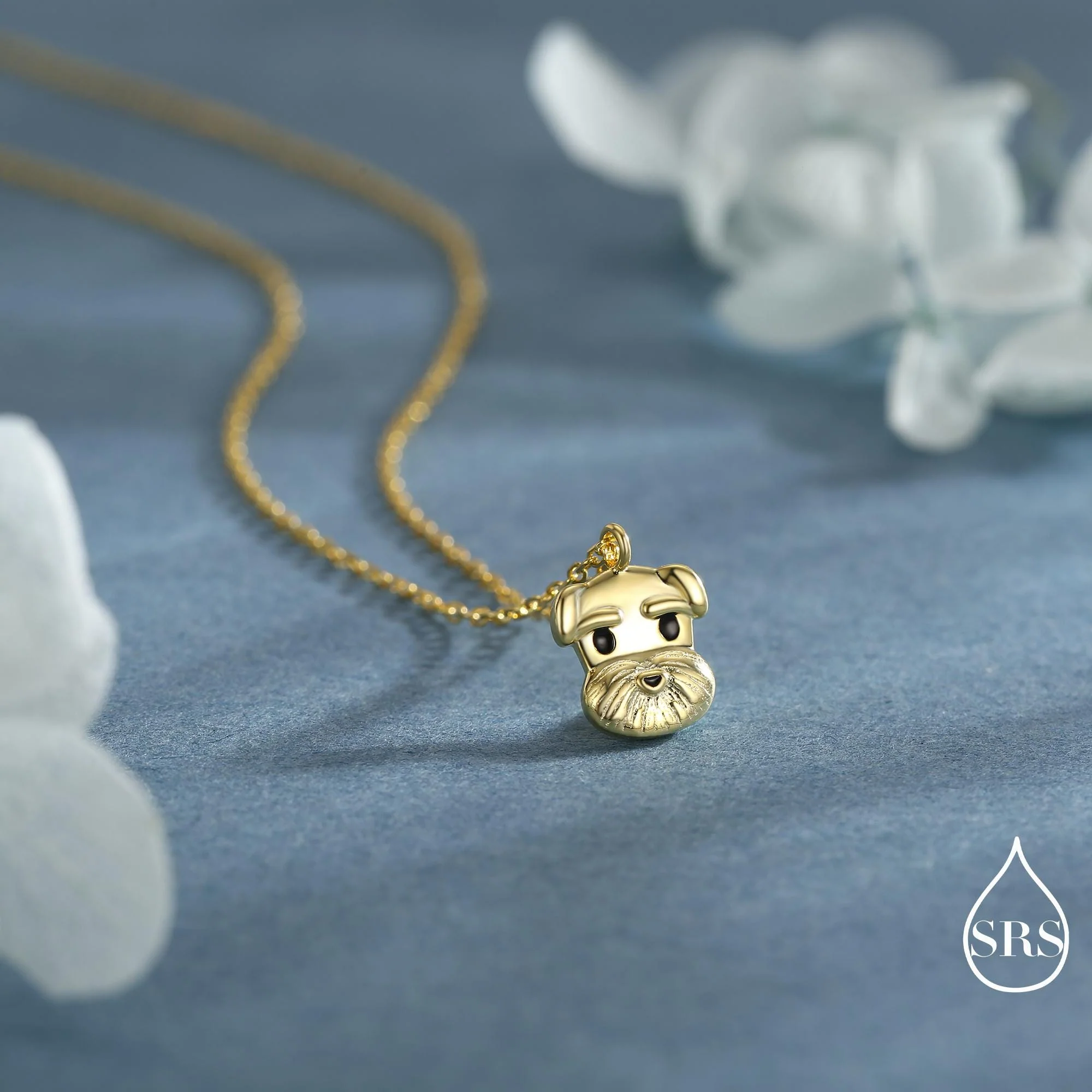 Schnauzer Dog Pendant Necklace in Sterling Silver, Shark Necklace, Small Schnauzer Pendant, Silver or Gold, Schnauzer Necklace - Image 5