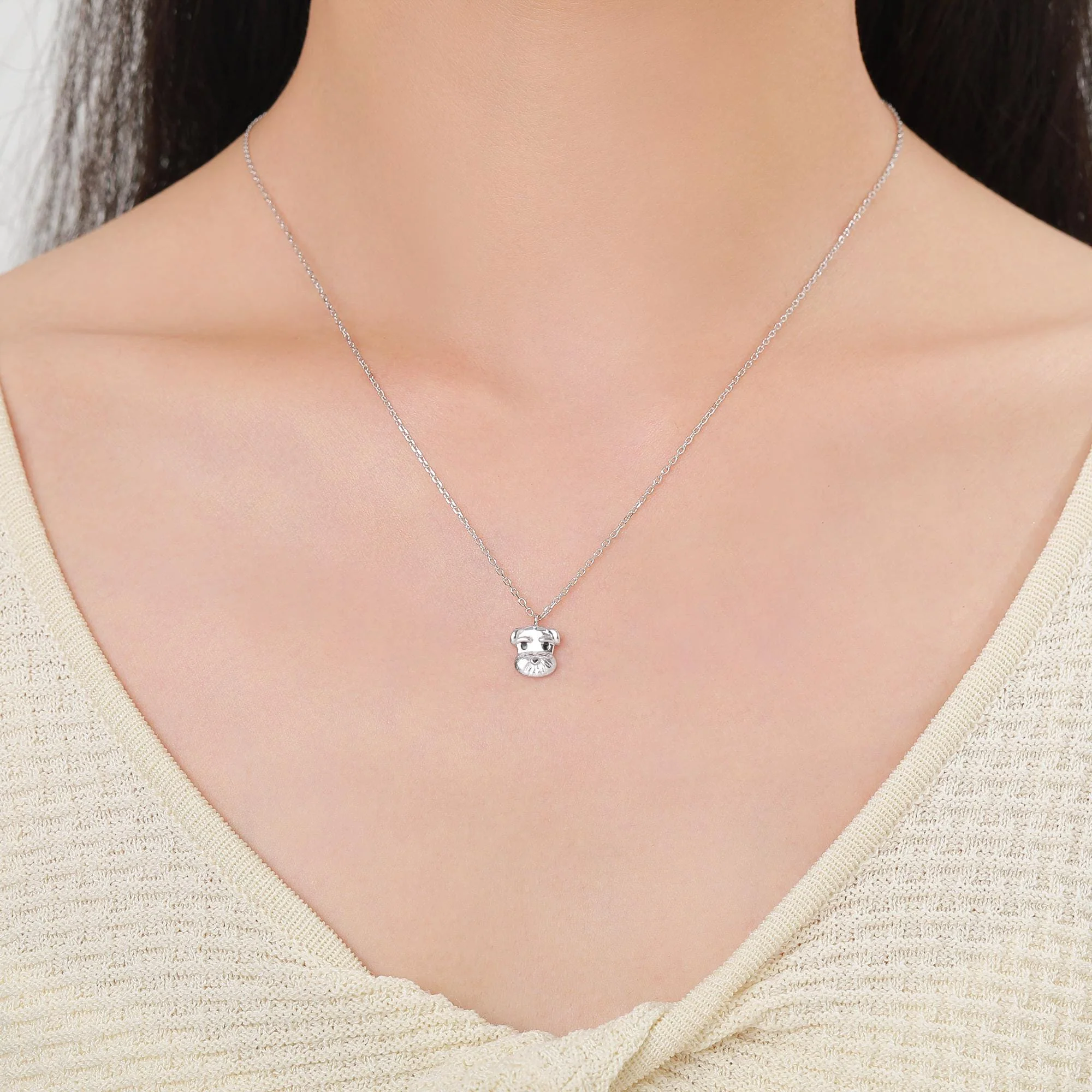 Schnauzer Dog Pendant Necklace in Sterling Silver, Shark Necklace, Small Schnauzer Pendant, Silver or Gold, Schnauzer Necklace - Image 6