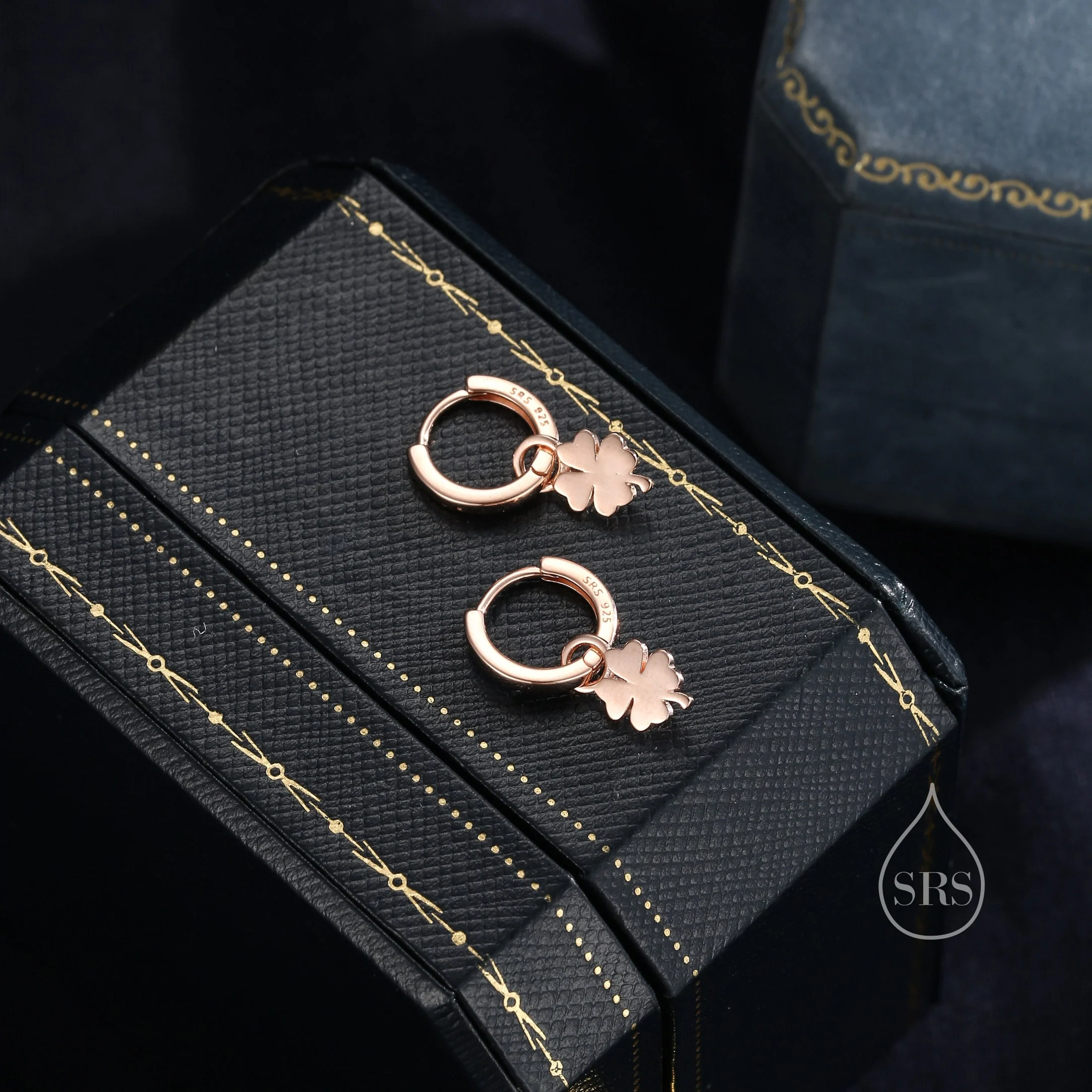 Four Leaf Clover Huggie Hoop Earrings in Sterling Silver, Silver, Gold or Rose Gold, Irish Earrings, Detachable - Image 5