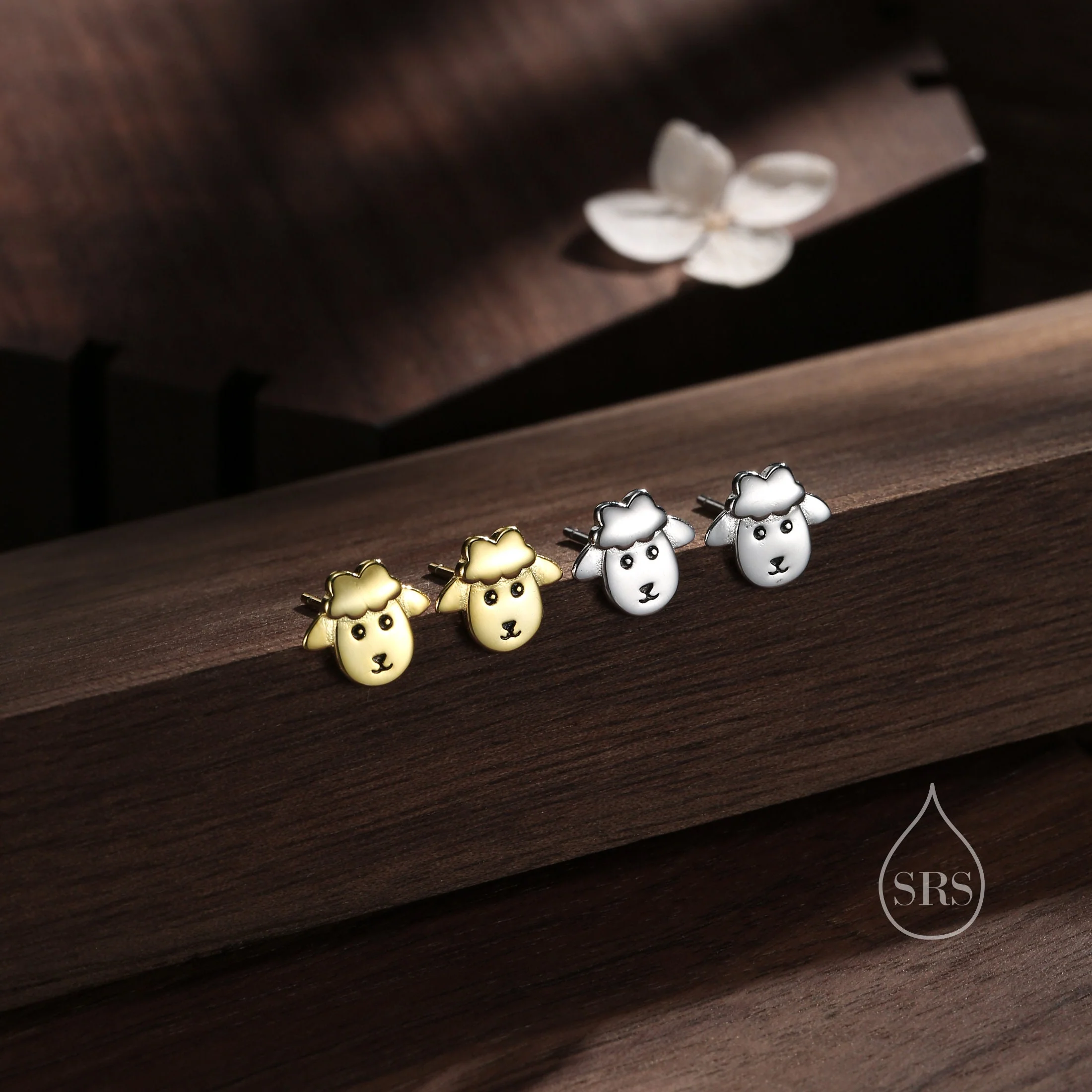 Sheep Face Stud Earrings in Sterling Silver, Silver or Gold, Sheep Earrings, Sheep Head Earrings, Farm Earrings - Image 3