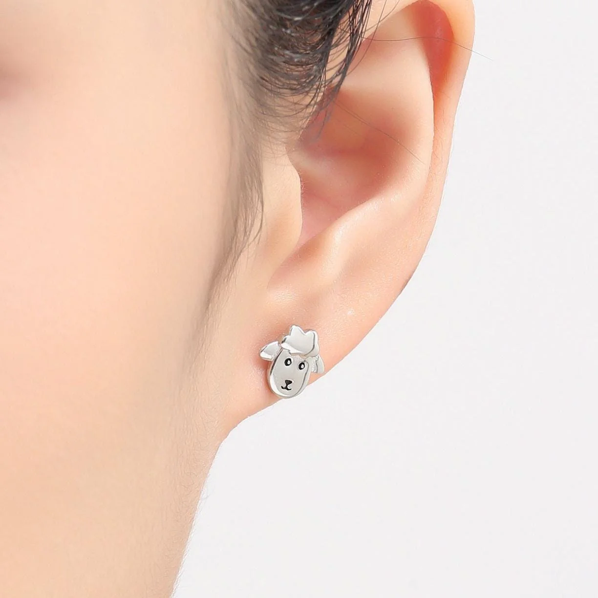 Sheep Face Stud Earrings in Sterling Silver, Silver or Gold, Sheep Earrings, Sheep Head Earrings, Farm Earrings - Image 4