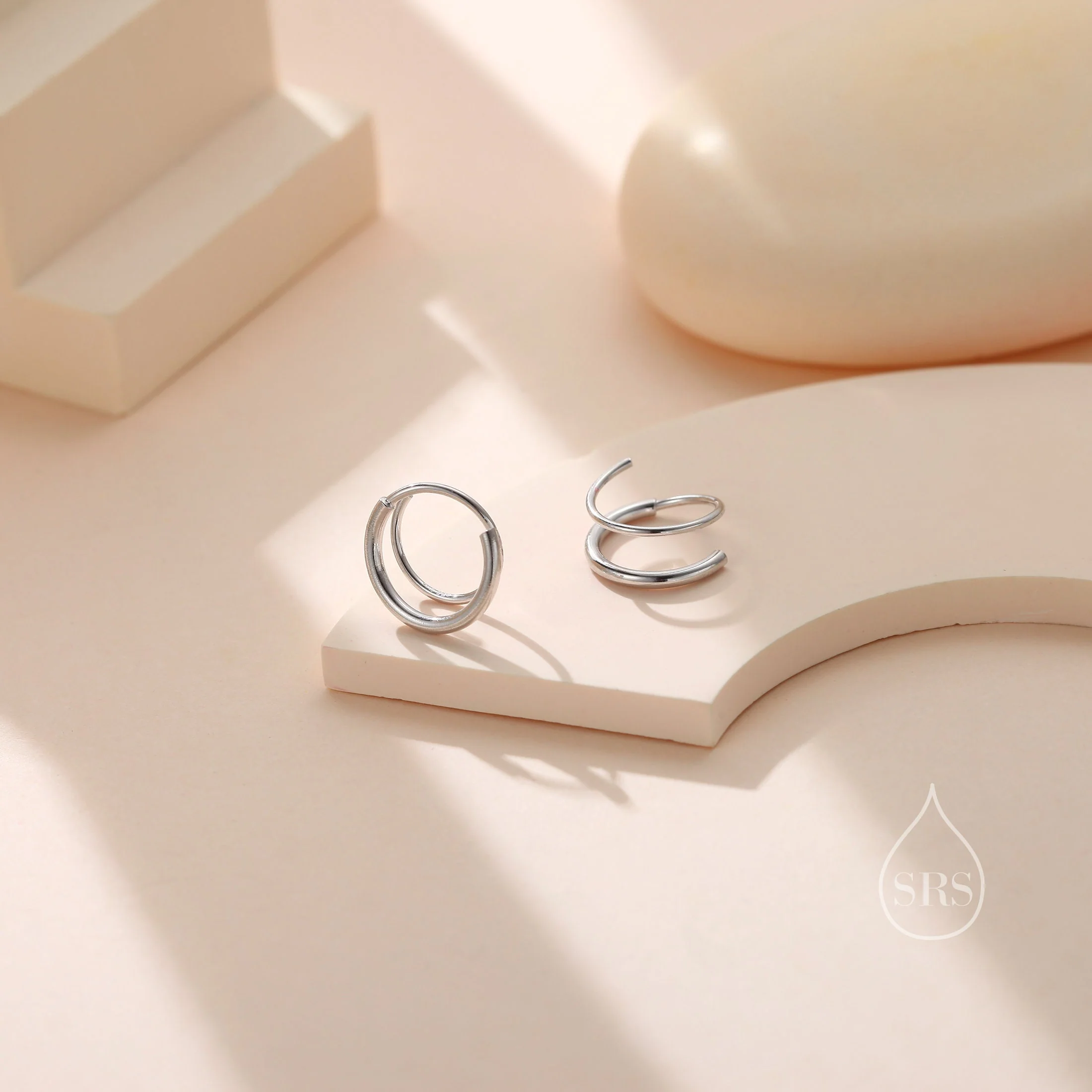 Single Piercing Spiral Hoop Earrings In Sterling Silver, Silver, Gold or Rose Gold, Minimalist Spiral Earrings - Image 5