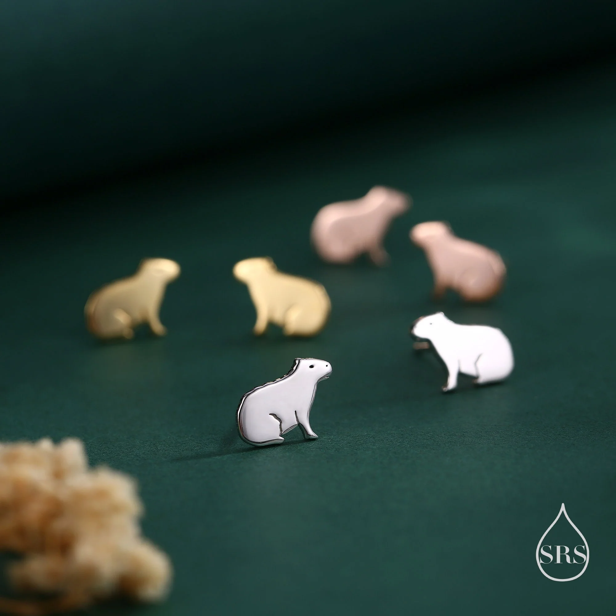 Sitting Capybara Stud Earrings in Sterling Silver - Silver, Gold or Rose Gold - Cute Animal Earrings - Pantanal Animal - Fun, Whimsical - Image 4