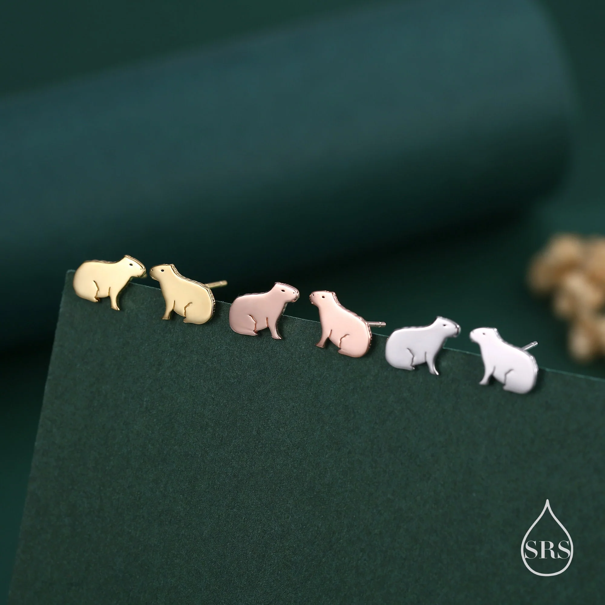 Sitting Capybara Stud Earrings in Sterling Silver - Silver, Gold or Rose Gold - Cute Animal Earrings - Pantanal Animal - Fun, Whimsical - Image 5
